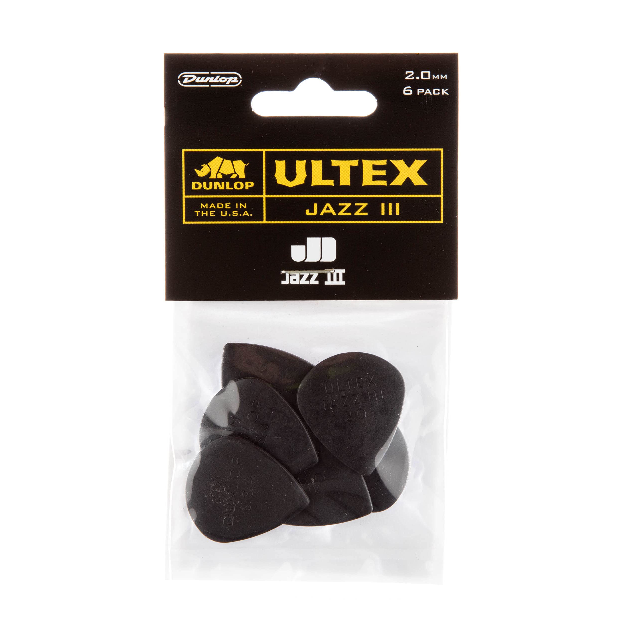 Dunlop 2.0Mm Ultex Jazz Iii, 2.0Mm, 6/Player'S Pack