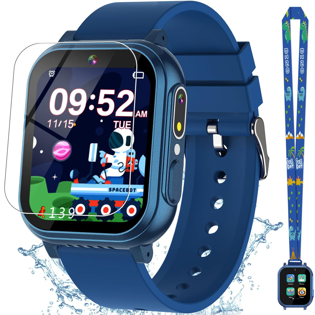 Waterproof Smart Watch For Kids With 32 Games Dual Camera, Habit Tracking, Alarm, Pedometer, Hd Touchscreen With Protector, Kids