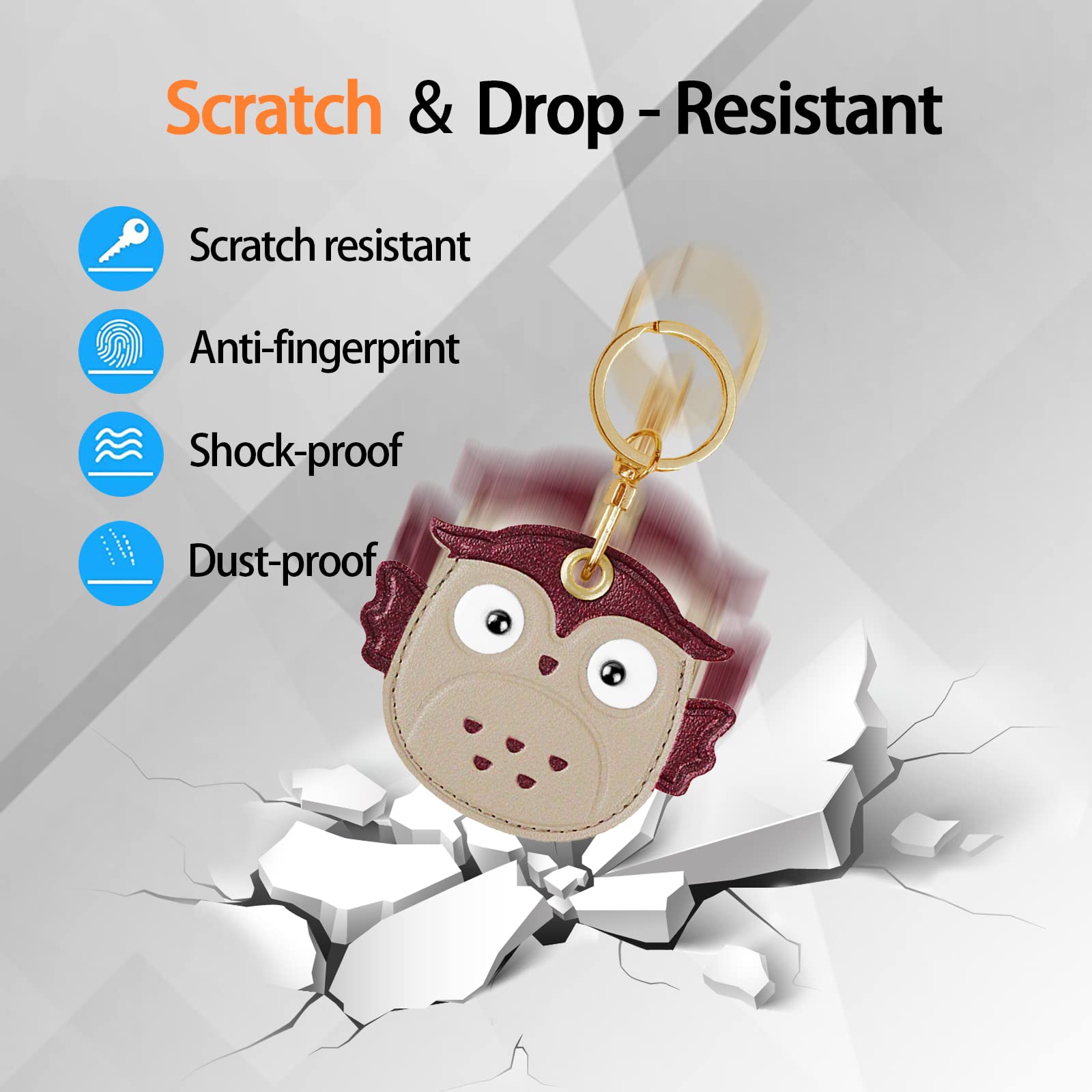 Leather Keychain Case Holder Compatible With Apple Airtag, Gps Airtag Keychain Finder Tracker With Key Ring, Anti Scratch Protec