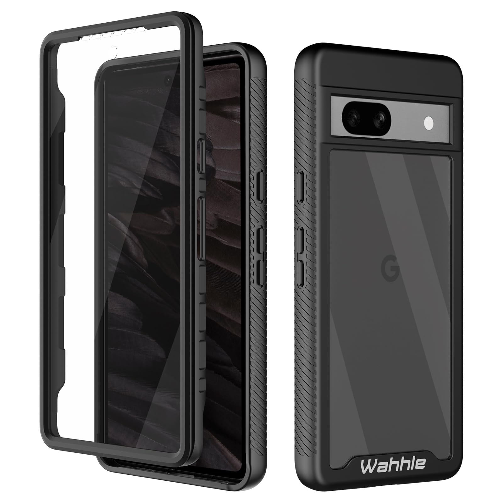 Wahhle Compatible With Google Pixel 7A Case, Built In Screen Protector Full Body Shockproof Slim Fit Bumper Protective Phone Cov