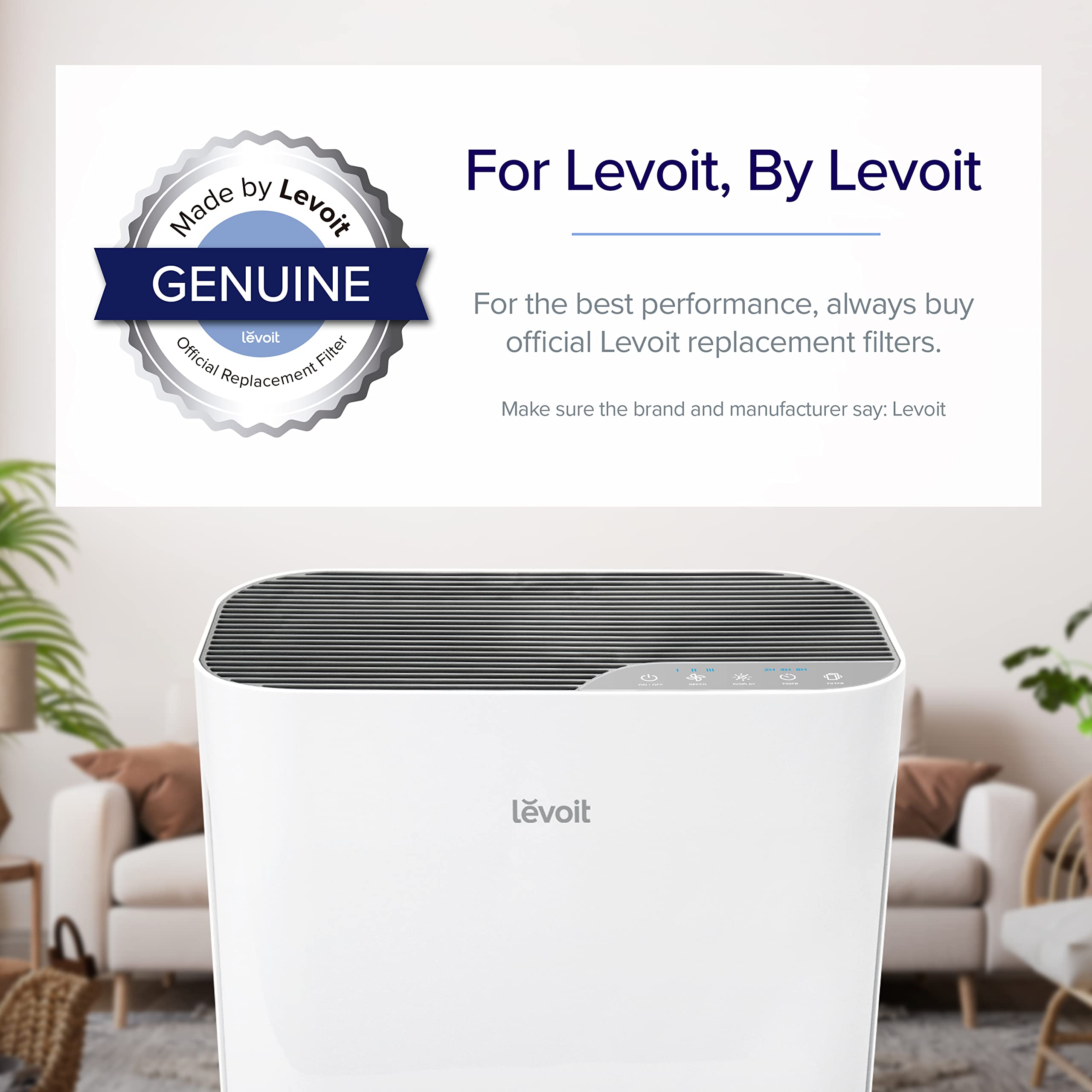 Levoit Vital100 Air Purifier Replacement, High Efficiency Activated Carbon Filter, Vital 100 Rf, 1 Pack, White