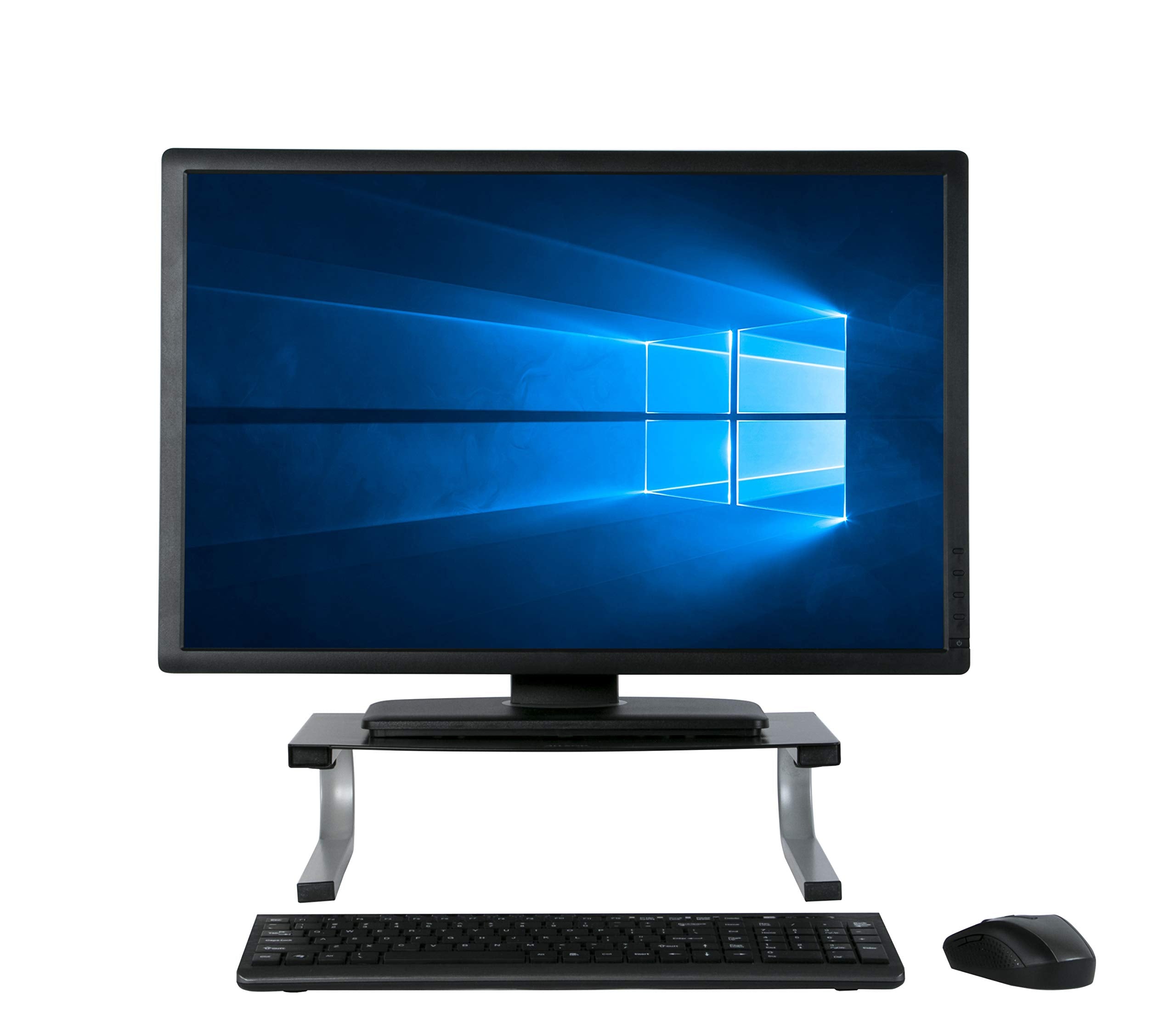 Allsop Redmond Monitor Stand, holds 40 lbs with keyboard storage space   Black (29248)