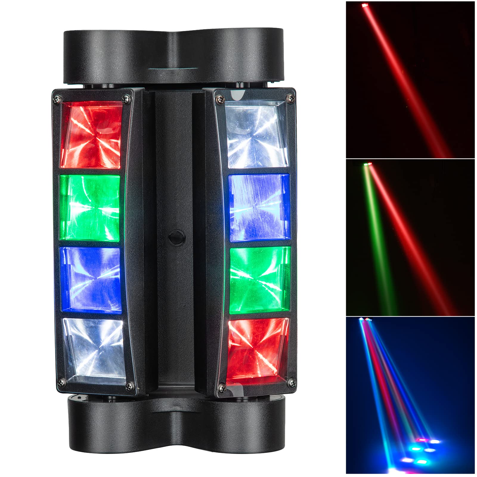 Lunsy Spider Moving Head Dj Lights, Disco Party Stage Lights Indoor, Lunsy 8X10W Rgbw Sound Activated Dmx 512 Control Strobe Bea