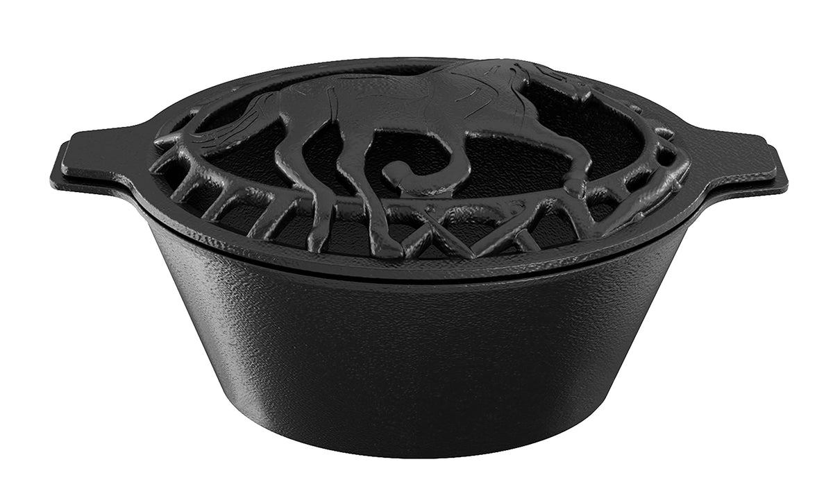 Firebeauty Woodstove Steamer Stove Humidifier Cast Iron Lattice Top Rust Resistant 2.3 Quart Capacity (Horse)