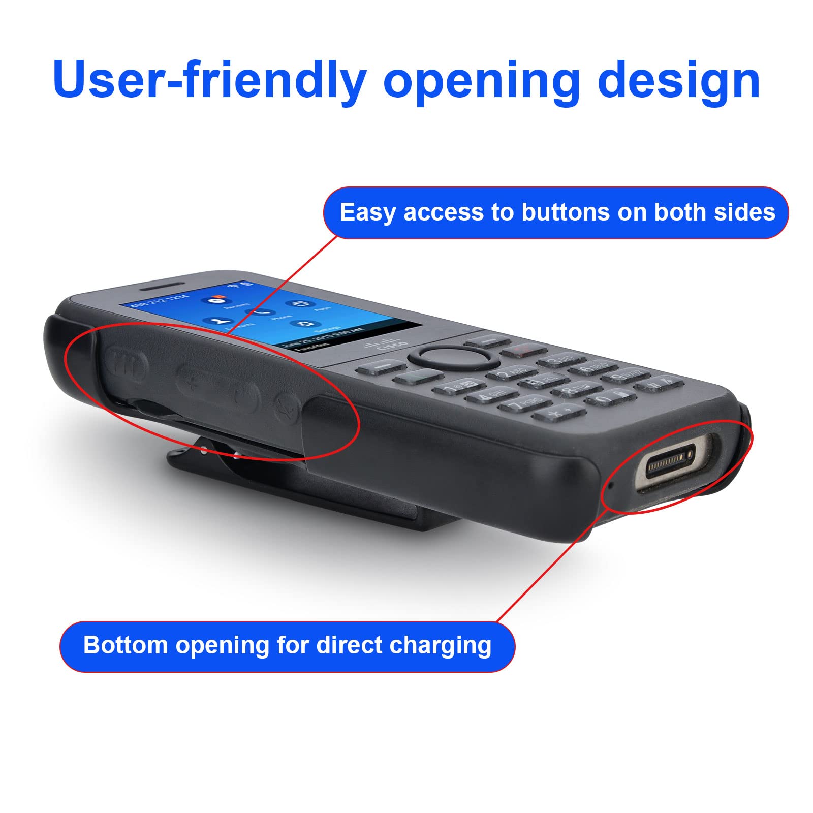 Iguerburn Voip Phone Case For Cisco 8821 & 8821 Ex, Cisco Phone Holder With 360 Swivel Belt Clip (Black)