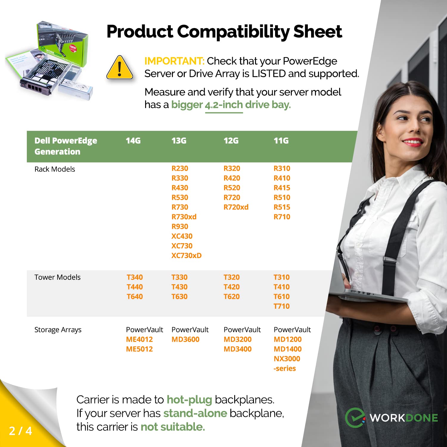 Workdone 3.5 Inch Hard Drive Caddy Tray Compatible For Dell Poweredge Servers   With 2.5 Inch Hdd Adapter Nvme Ssd Sas Sata Brac