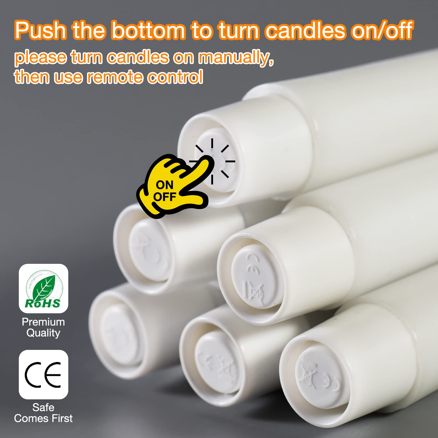 Eywamage White Flickering Flameless Taper Candles With Remote, Battery Operated Led Wax Candlesticks Set Of 6