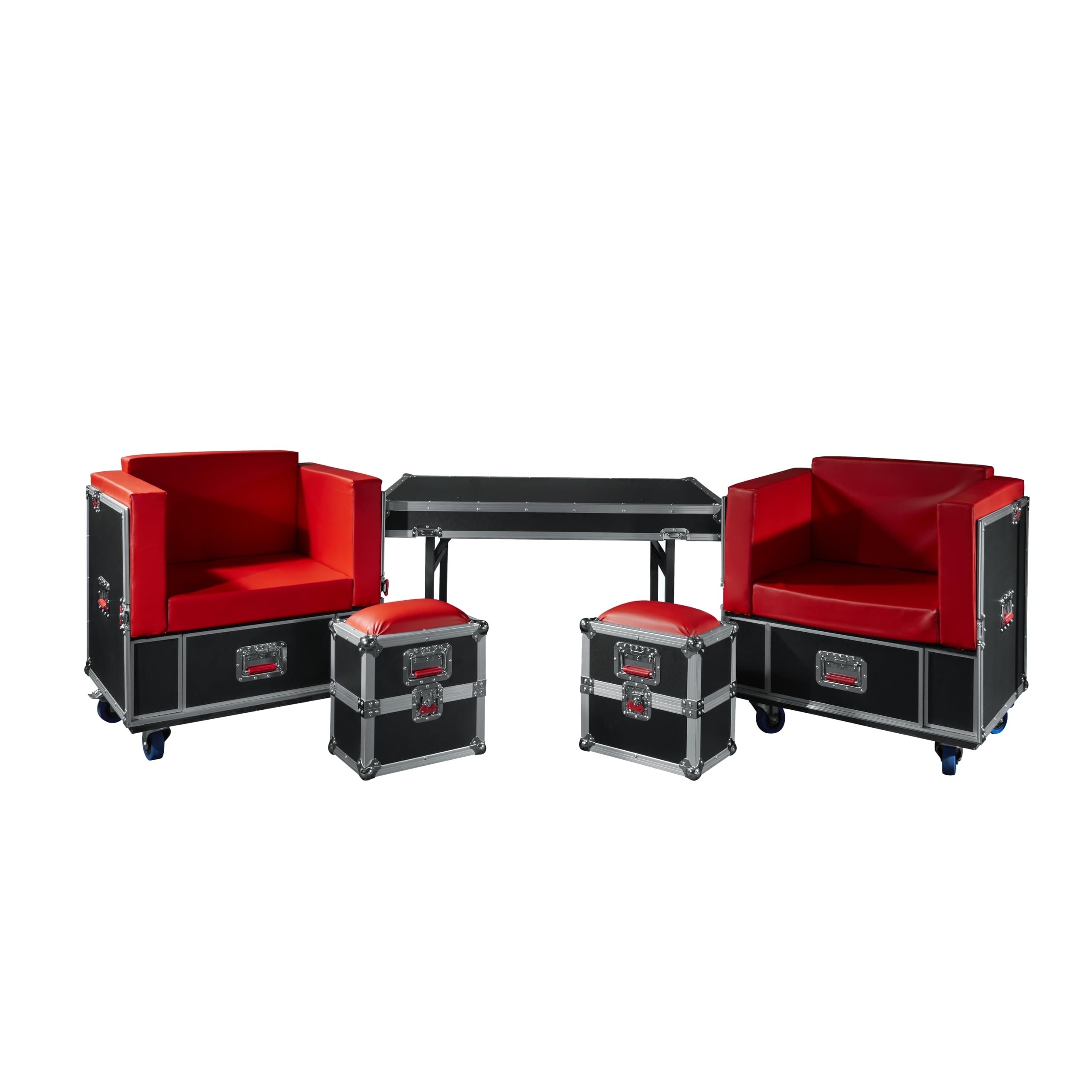 Gator Cases G-Tour Portabable Lounge Furniture Set, ATA Road Styled Case Breaks Down into (2) Chairs, (2) Ottomans, and Table (G