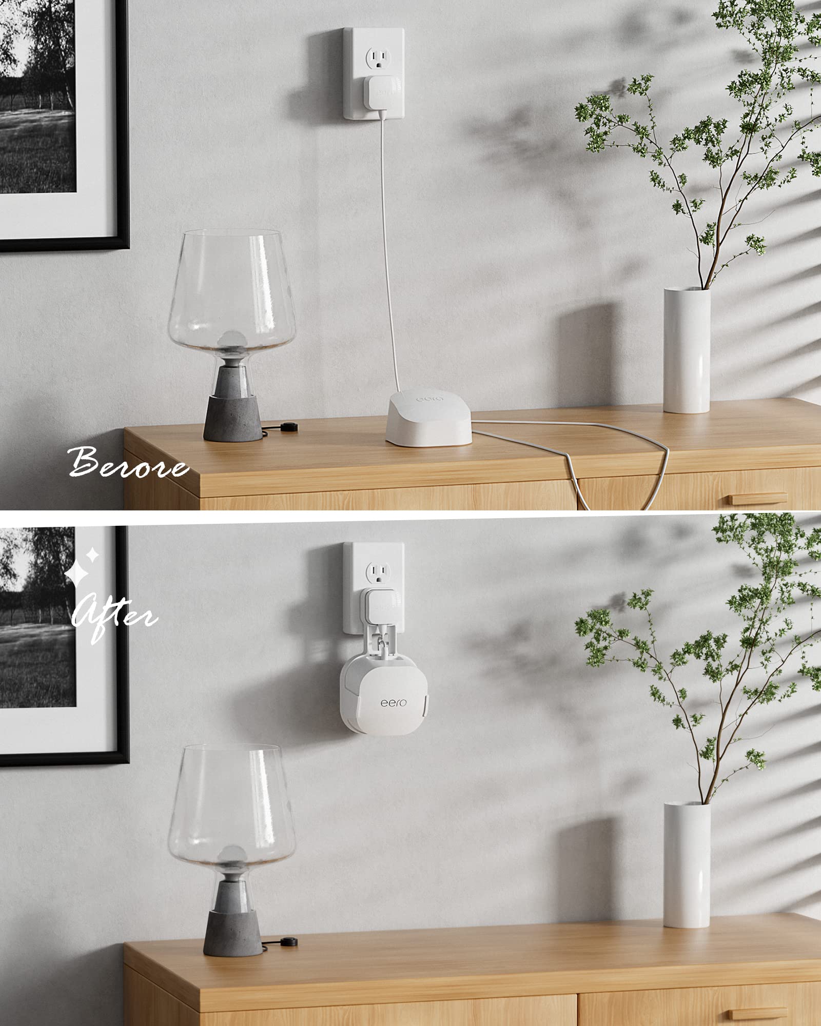 Coolwufan Outlet Wall Mount Holder For Eero 6 Or Eero 6+ Mesh Wi Fi System [Not Fit For Eero Mesh], No Messy Wires, Easy To Install Mount Holder For Eero 6 & Eero 6+ Mesh Wi Fi System (3 Pack)