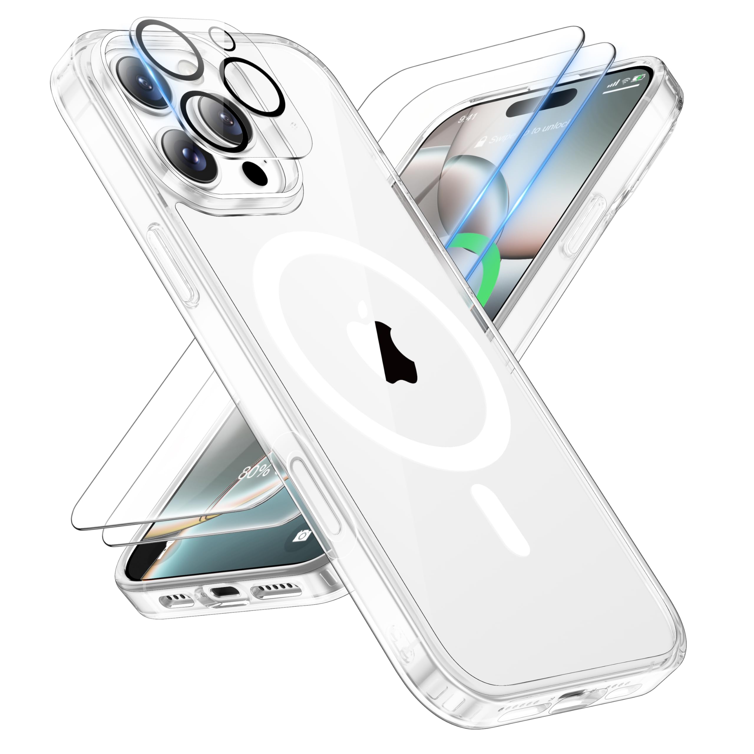 ORETECH Magnetic for iPhone 16 Pro Case, [Compatible with MagSafe][2 Pcs Screen Protectors+ 1 Pcs Camera Lens Protector][15 FT D