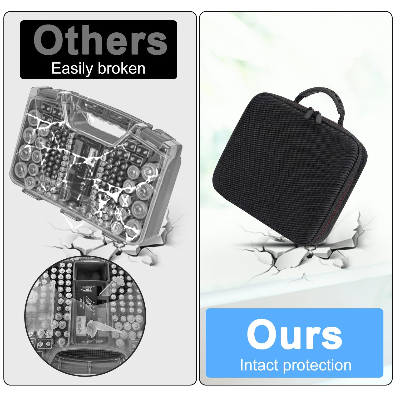 Battery Holder Organizer Storage Case With Tester   Bt168,Holds 140+ Batteries Waterproof Carrying Battery Case Bag For Aa Aaa C