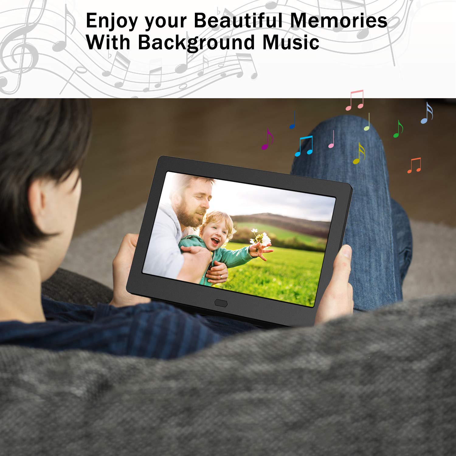 Digital Photo Frame With Ips Screen   Digital Picture Frame With 1080P Video, Music, Photo, Auto Rotate, Slide Show, Remote Cont