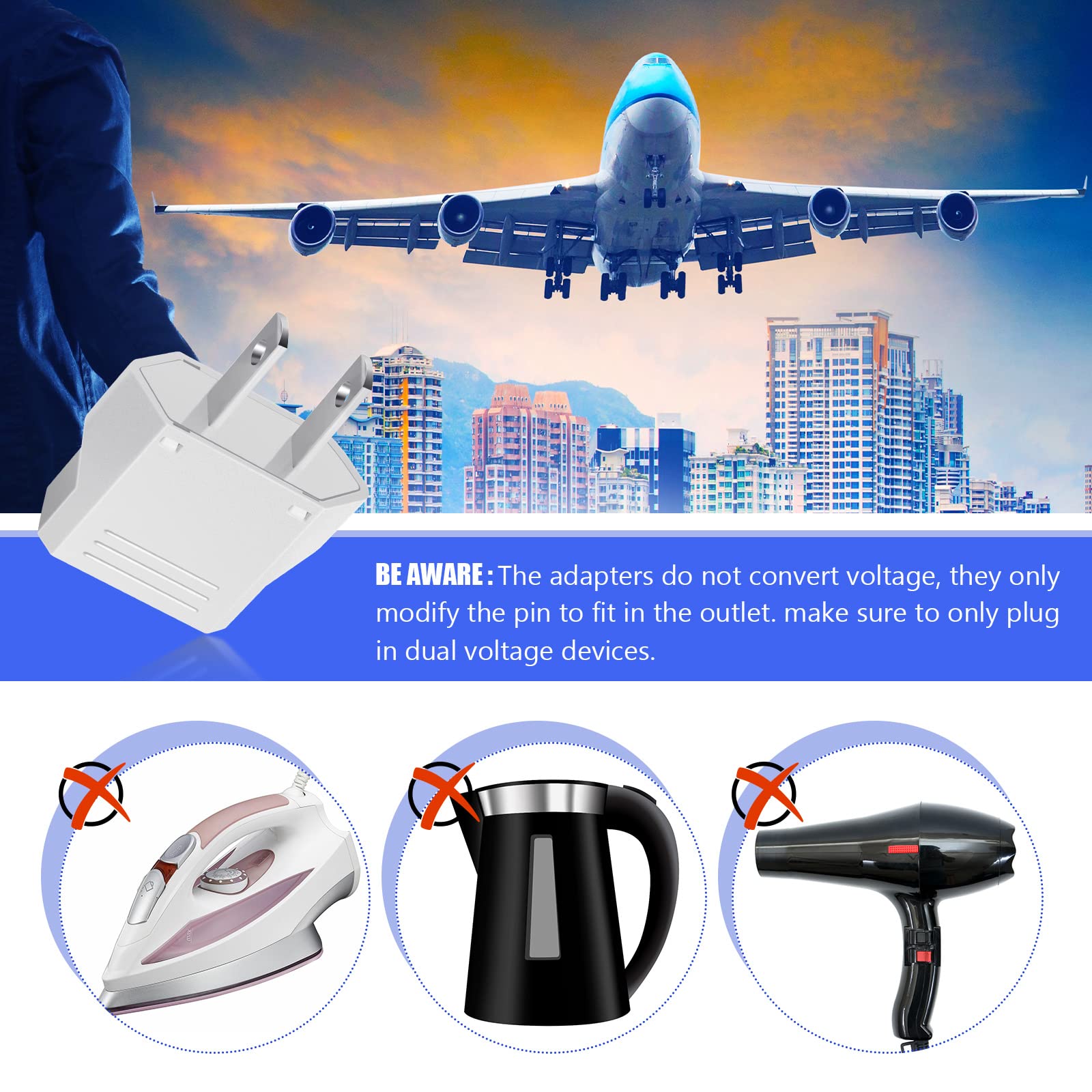 Eboot 20 Pack Eboot Europe To Usa Plug Adapter American Plug Adapters Converter Travel Voltage Converter Eu To Us Electrical Out