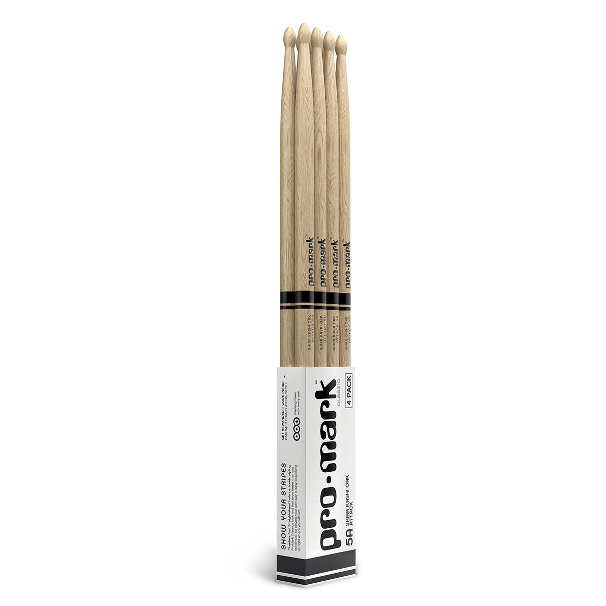 Promark Classic Attack 5A Shira Kashi Oak Drumsticks, Oval Wood Tip, Buy 3 Pairs Get 1 Free