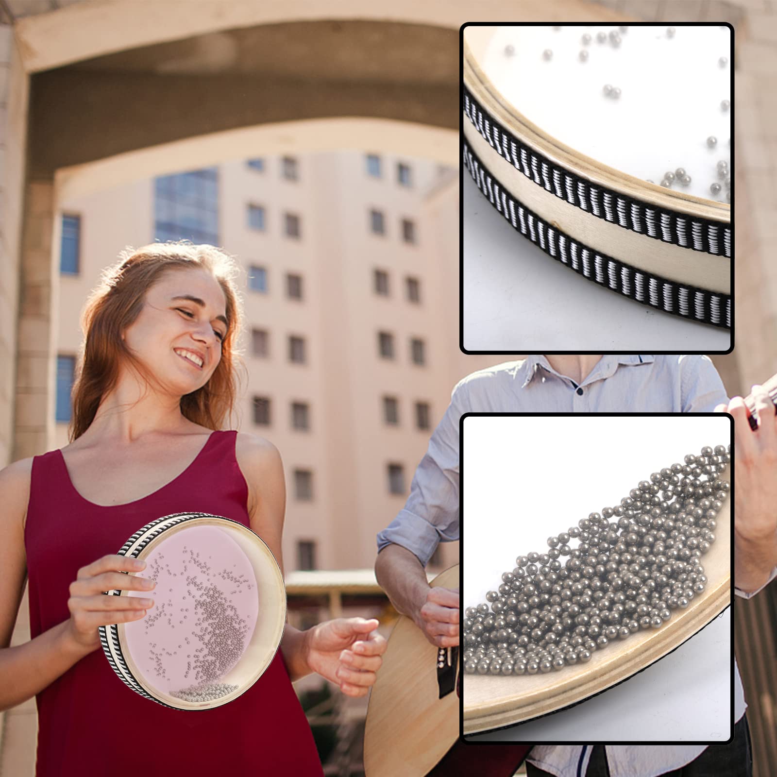 Fasmov 3 Pieces Wave Bead Ocean Drum, Sea Wave Sound Drum Percussion Wave Drum With Hardwood Shell Ocean Sound Drum Musical Inst