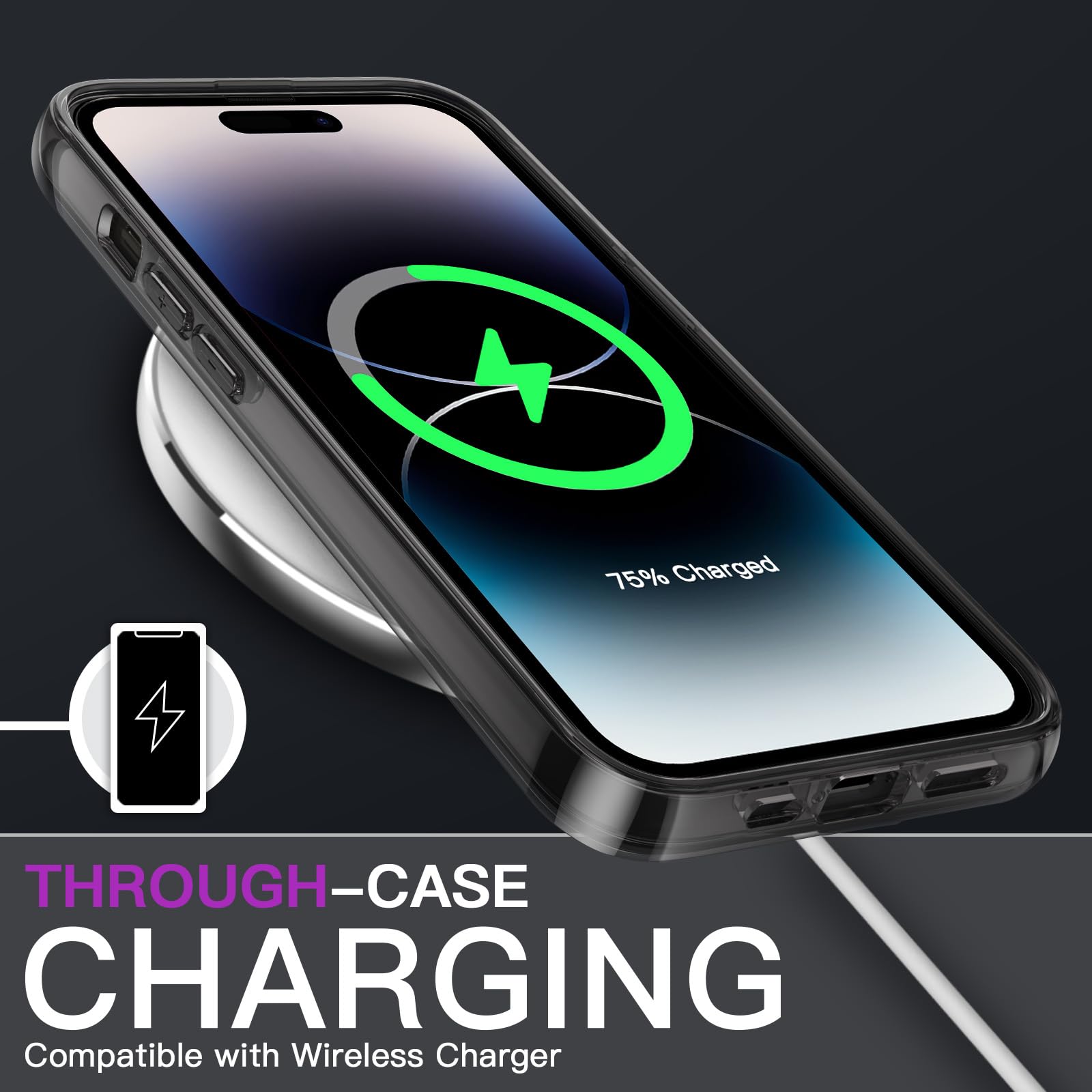 Jetech Case For Iphone 14 Pro 6.1 Inch, Non Yellowing Shockproof Phone Bumper Cover, Anti Scratch Clear Back (Black)