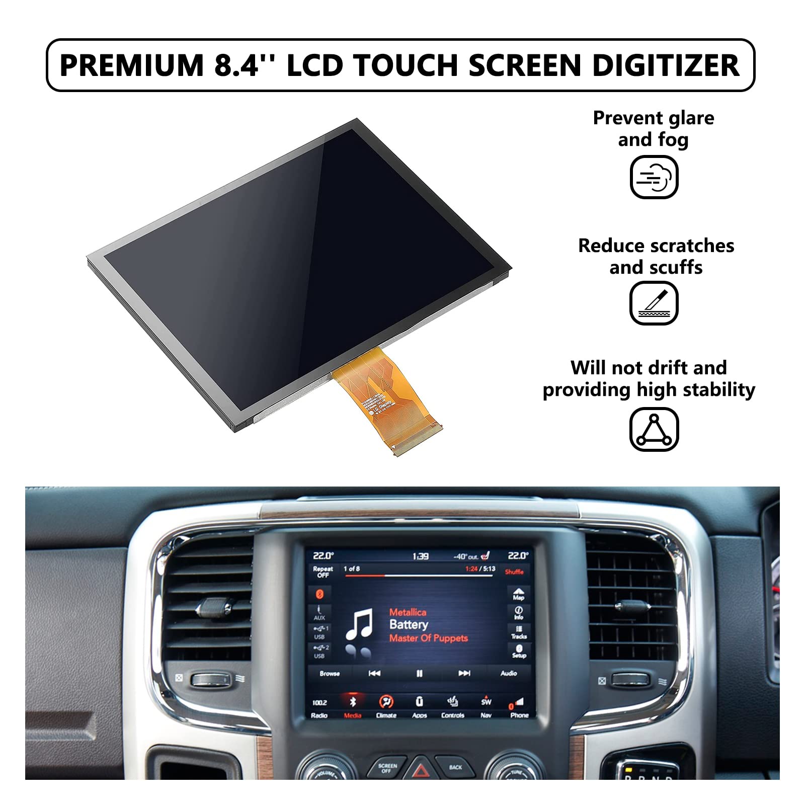 Replacement 8.4'' Uconnect 4C Uaq Lcd Monitor Touch Screen, Radio Navigation New Oem Replacement Fit For Jeep Dodge Ram Chrysler