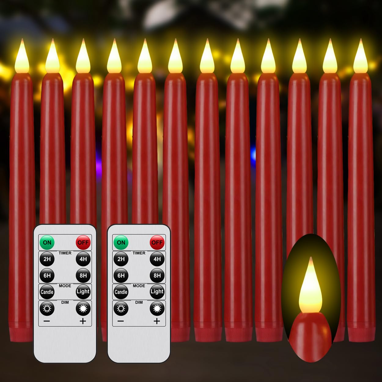 Flameless Taper Candles With Remote Control And Timer, Battery Operated Led Candlesticks With Flickering 3D Flame, 9.6 Inches Pl