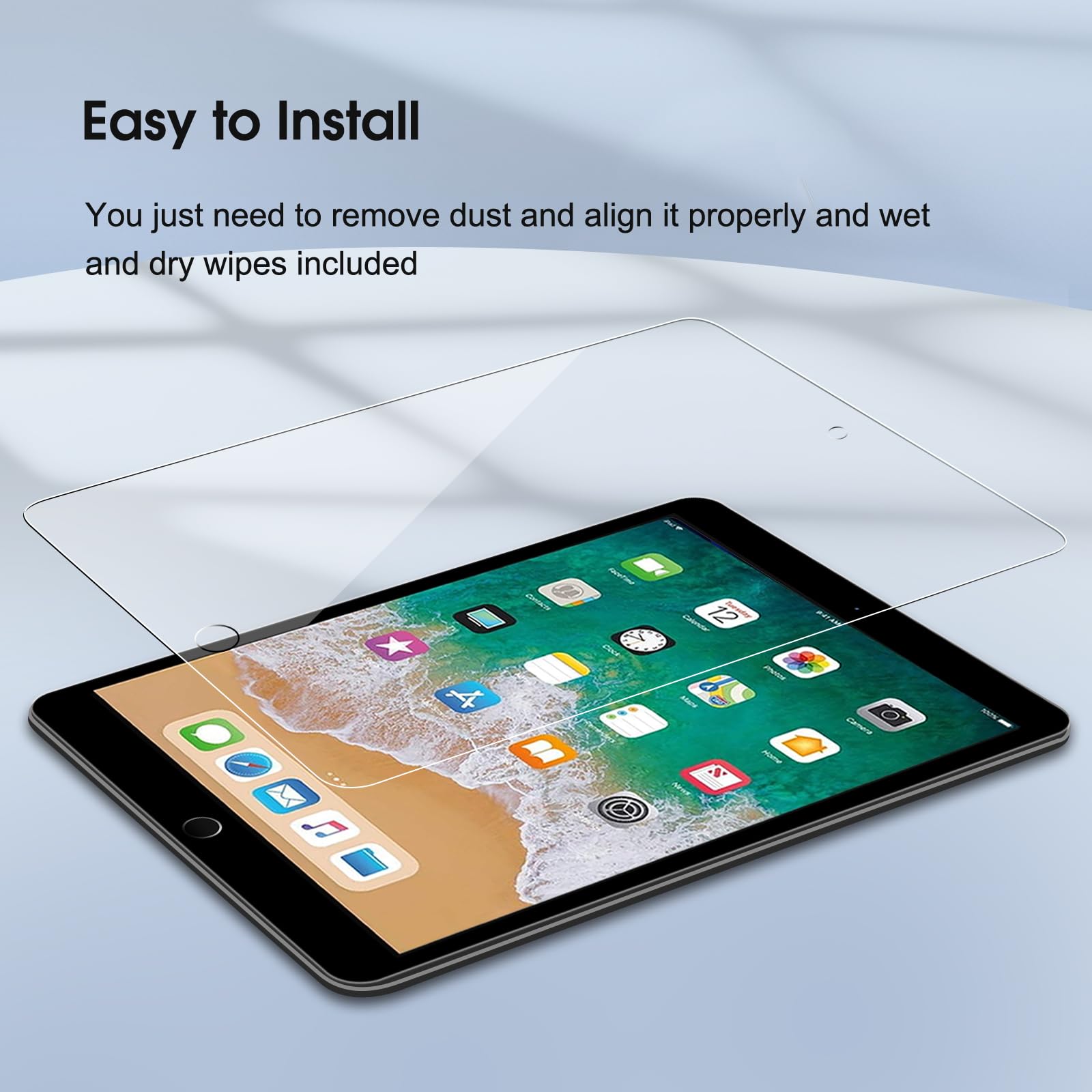 Qularlans 2 Pack Screen Protector For Ipad 6Th 5Th Generation 9.7 Inch (2018/2017, Model A1822/A1823/A1893/A1954), Anti Scratch