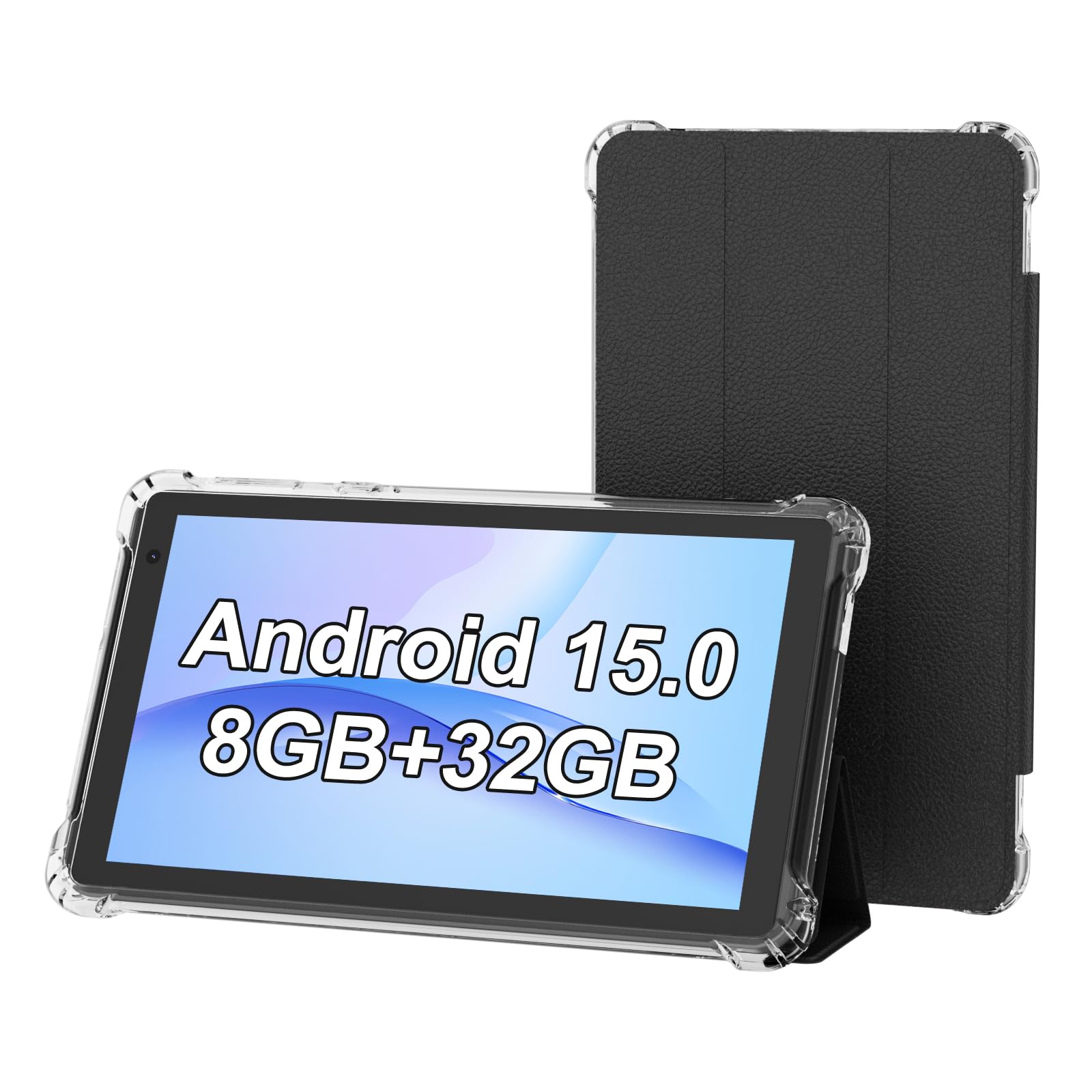 PEICHENG Tablet with Protective Case, 7 IPS 1024 * 600 Android 15.0 Tab PC RAM 8GB(3+5Expand)+ROM 32GB Bluetooth 5.0 WiFi6 2.4G+