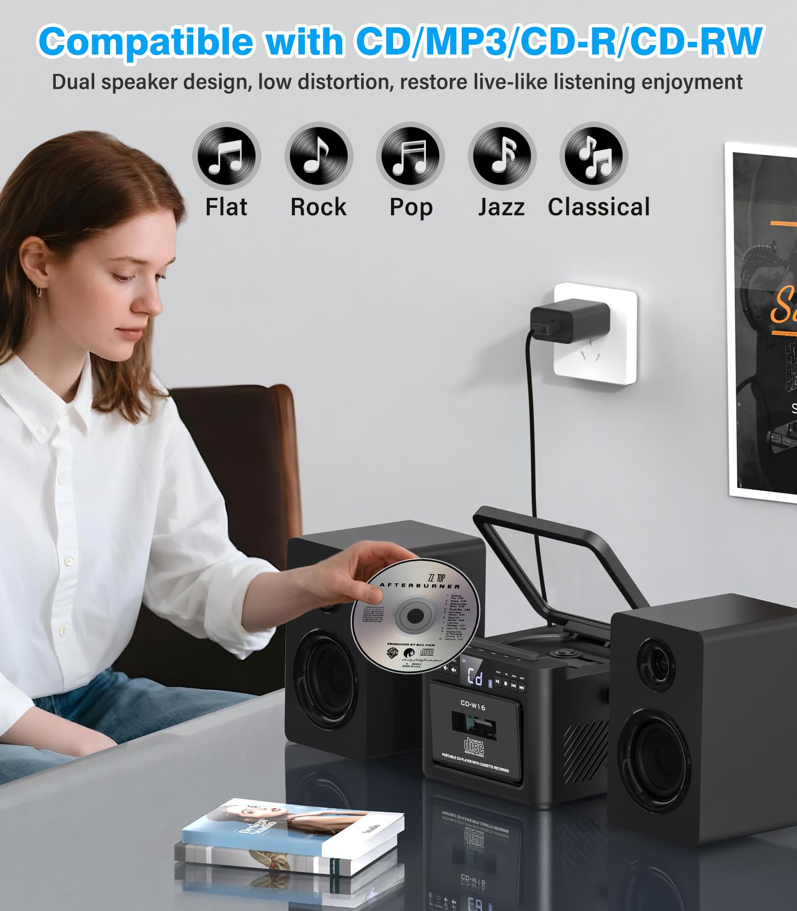 Greadio Stereo System For Home With Boombox Cd And Cassette Player Combo, 40W Home Stereo System With Bluetooth, Fm Radio/Usb/Tf