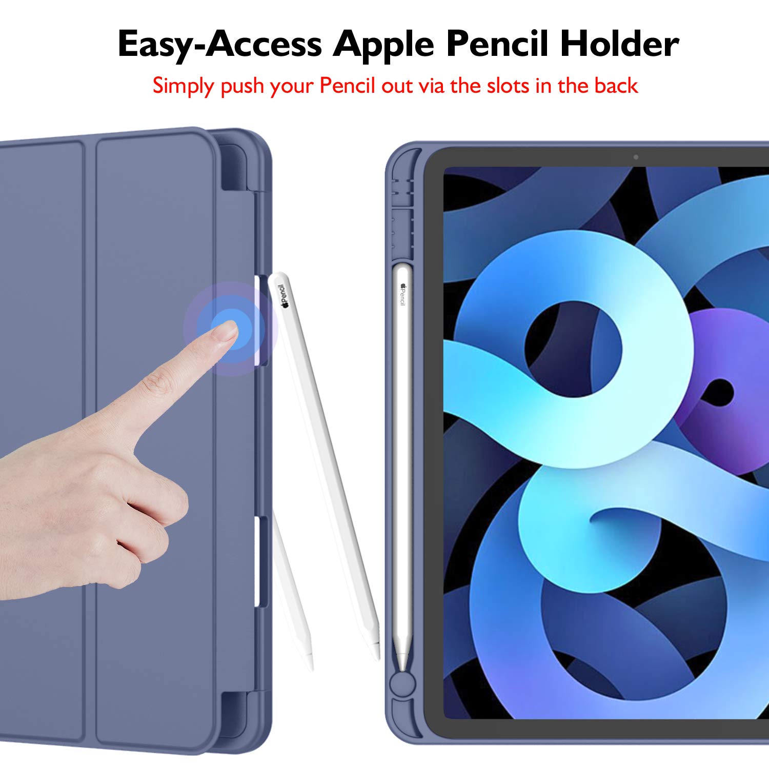 Imieet Ipad Air 11 Inch Case 2024 (6Th Generation), Ipad Air 5Th Generation Case 2022/4Th Generation Case 2020 10.9 Inch With Pencil Holder, Trifold Stand Smart Case (Purple)