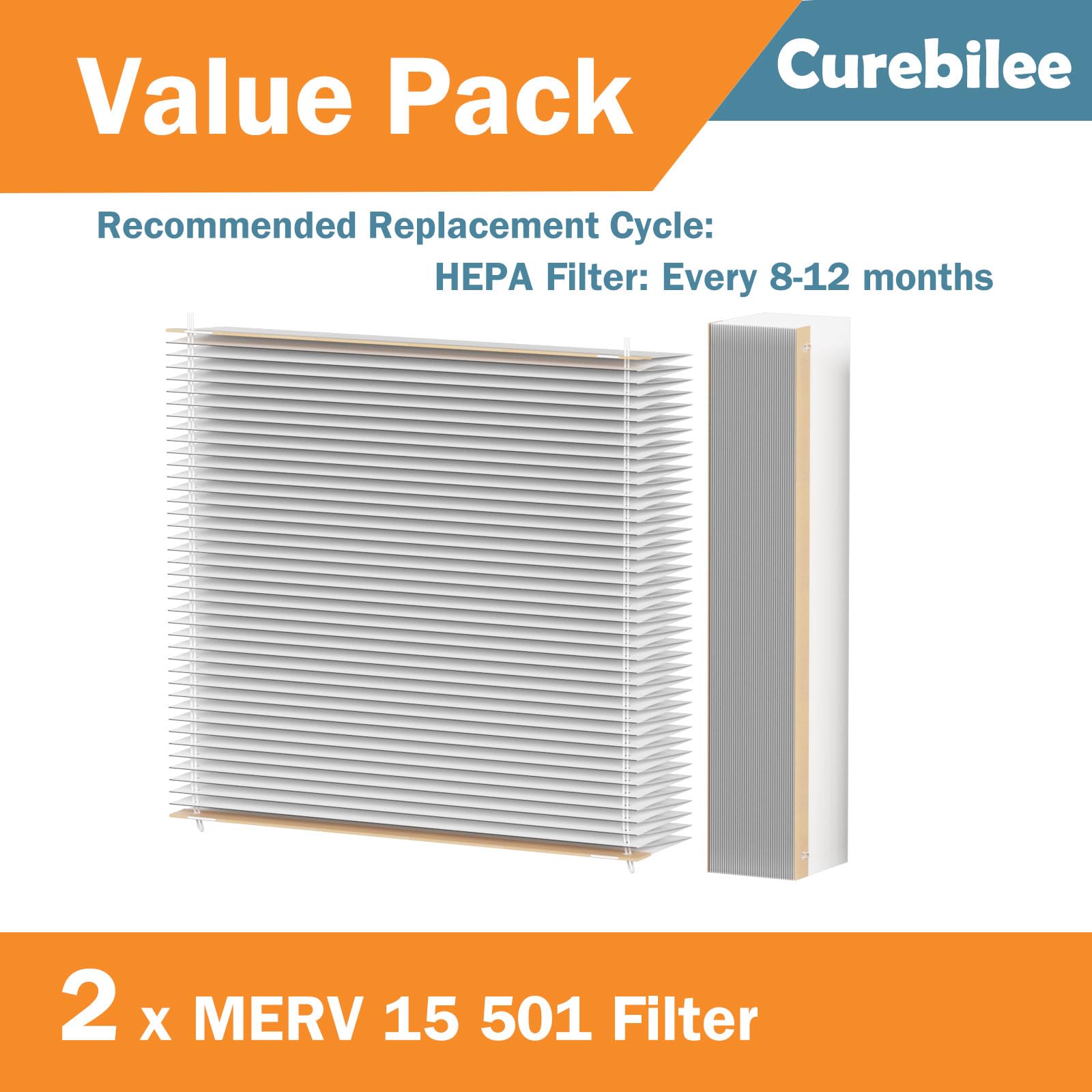 501 Replacement Furnace Filter Compatible With Aprilaire 5000 Whole House Air Purifier   16X25X6 Merv 15, Clean Air & Dust, 2 Pa