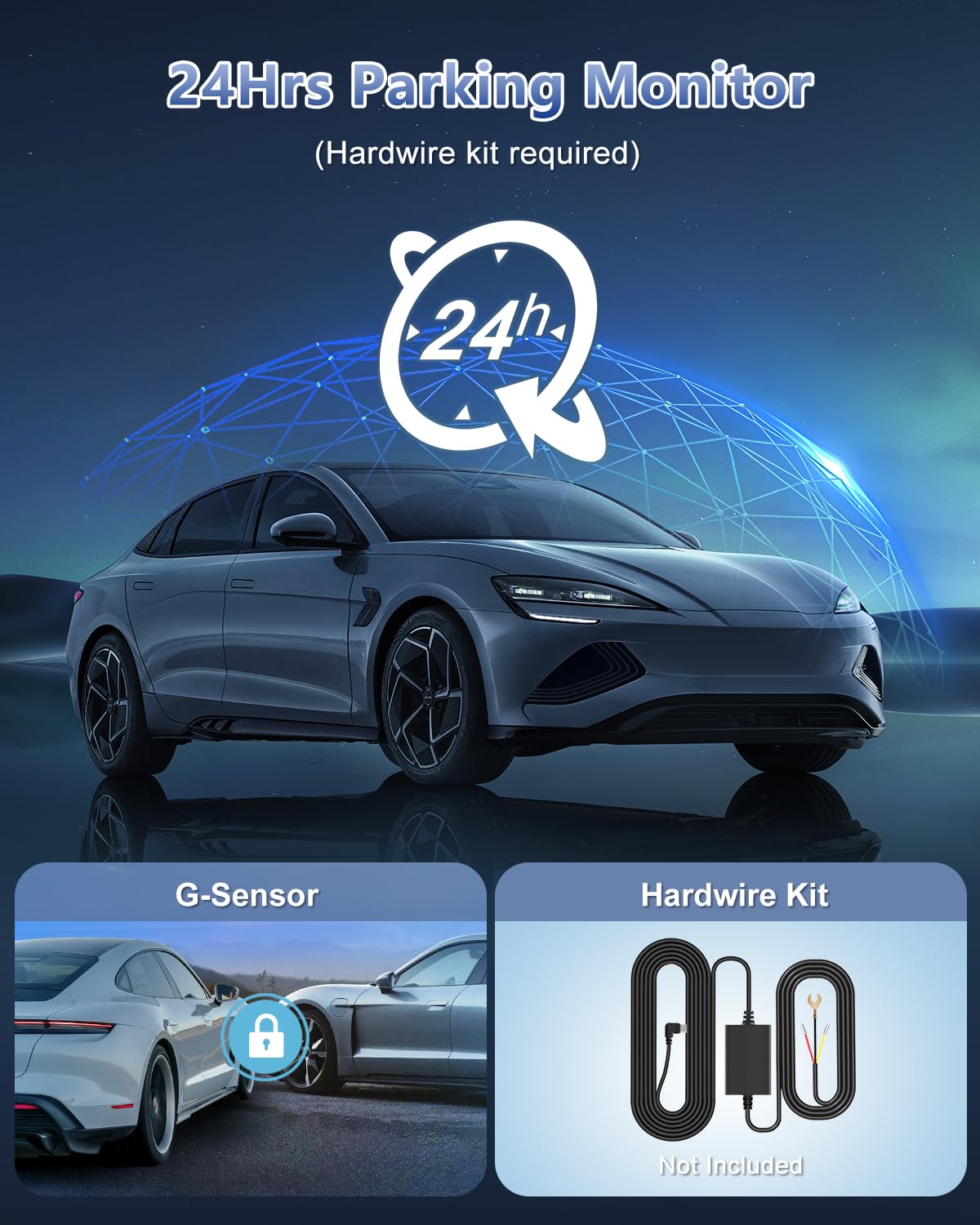 4K Dash Cam Front And Rear, Wifi Dash Cam With 64Gb Card, 4K+1080P Dash Camera For Cars, Wifi Car Camera With App Control, 1.47'