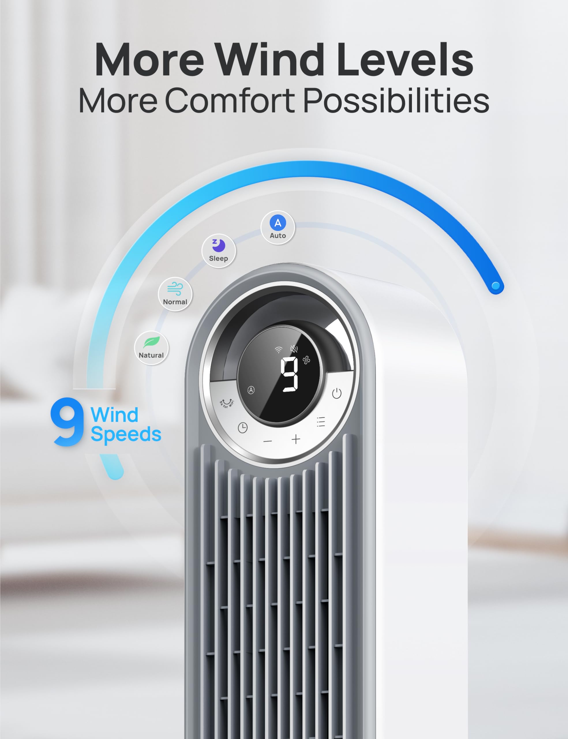 Dreo Tower Fan For Bedroom, Upgrated Dc 9 Speeds Utral Quiet Floor Fan, 90? Oscillating Fans For Indoors With 28Ft/S Velocity, 1