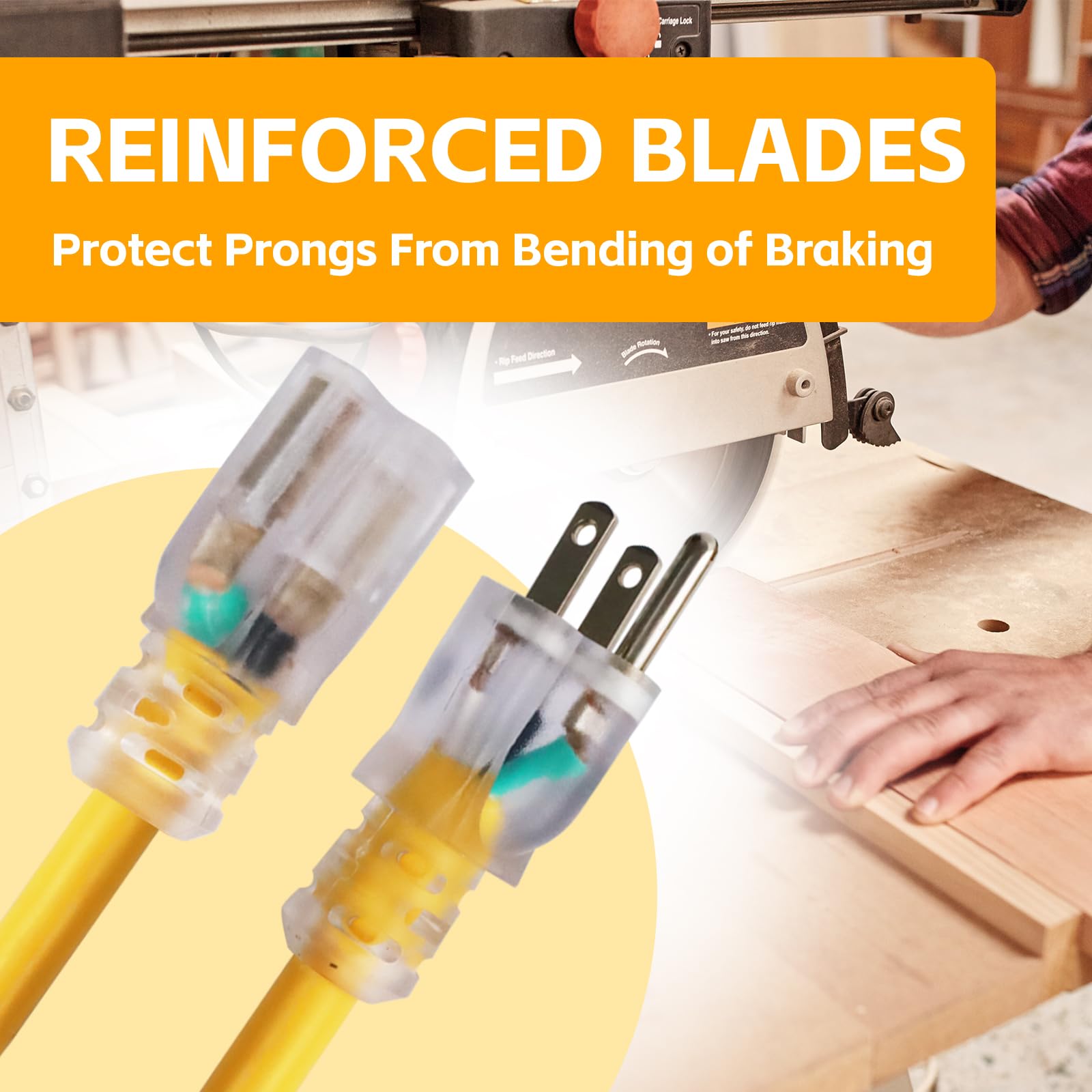 Ultra Explorer Indoor Extension Cord Waterproof 6 Ft, 12 Gauge Heavy Duty Yellow Extension Cord Sjtw, Flexible Cold Resistant 3