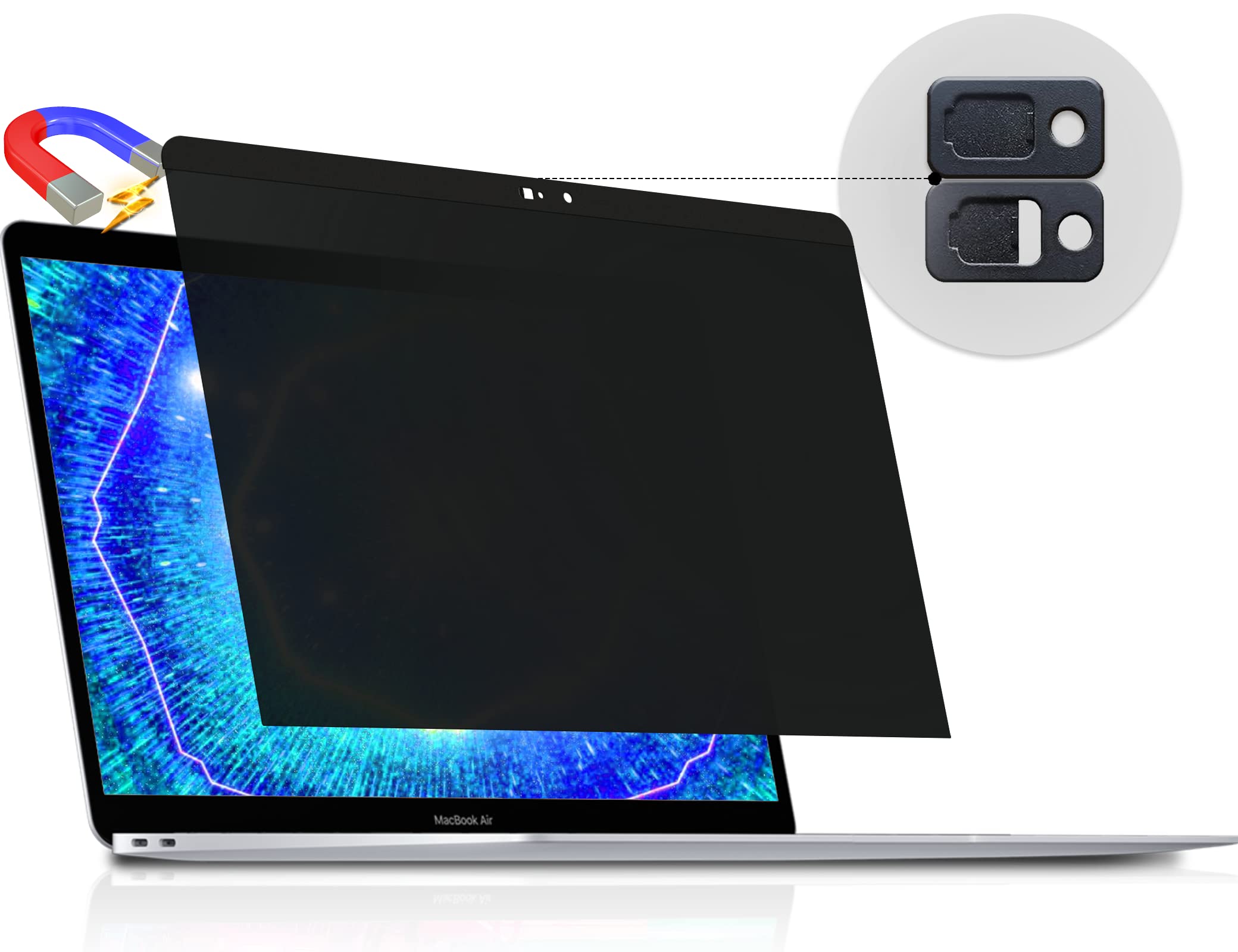 Peslv Magnetic Privacy Screen Compatible With Macbook Air 13 Inch (2010 2017), Removable Anti Blue Light Glare Peep Filter Black