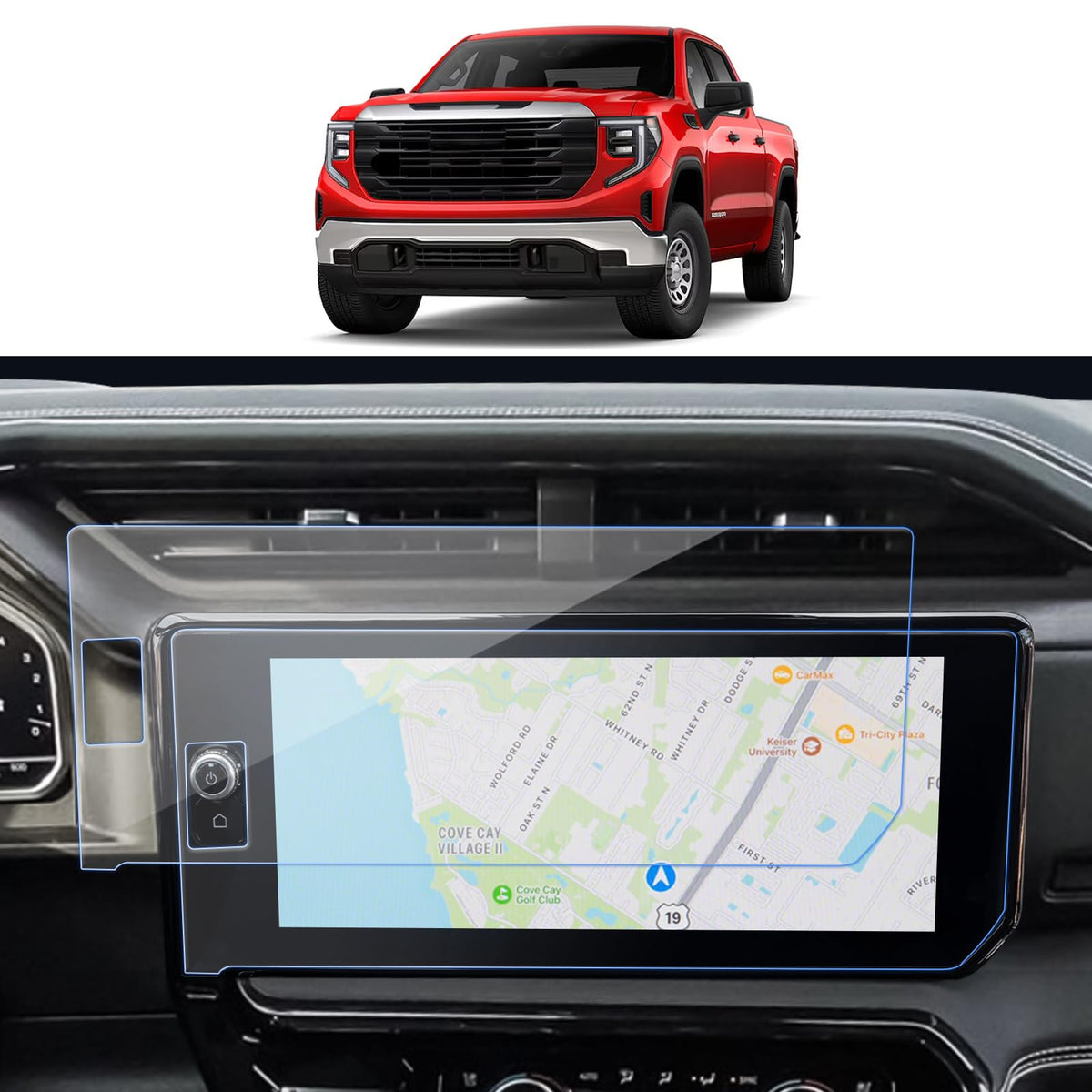 Lantu 2Pcs Sierra 1500 Nano Screen Protector For 2022-2024 Sierra 1500&2024 Gmc Sierra 2500Hd/3500Hd (At4, At4X, Denali, Denali 