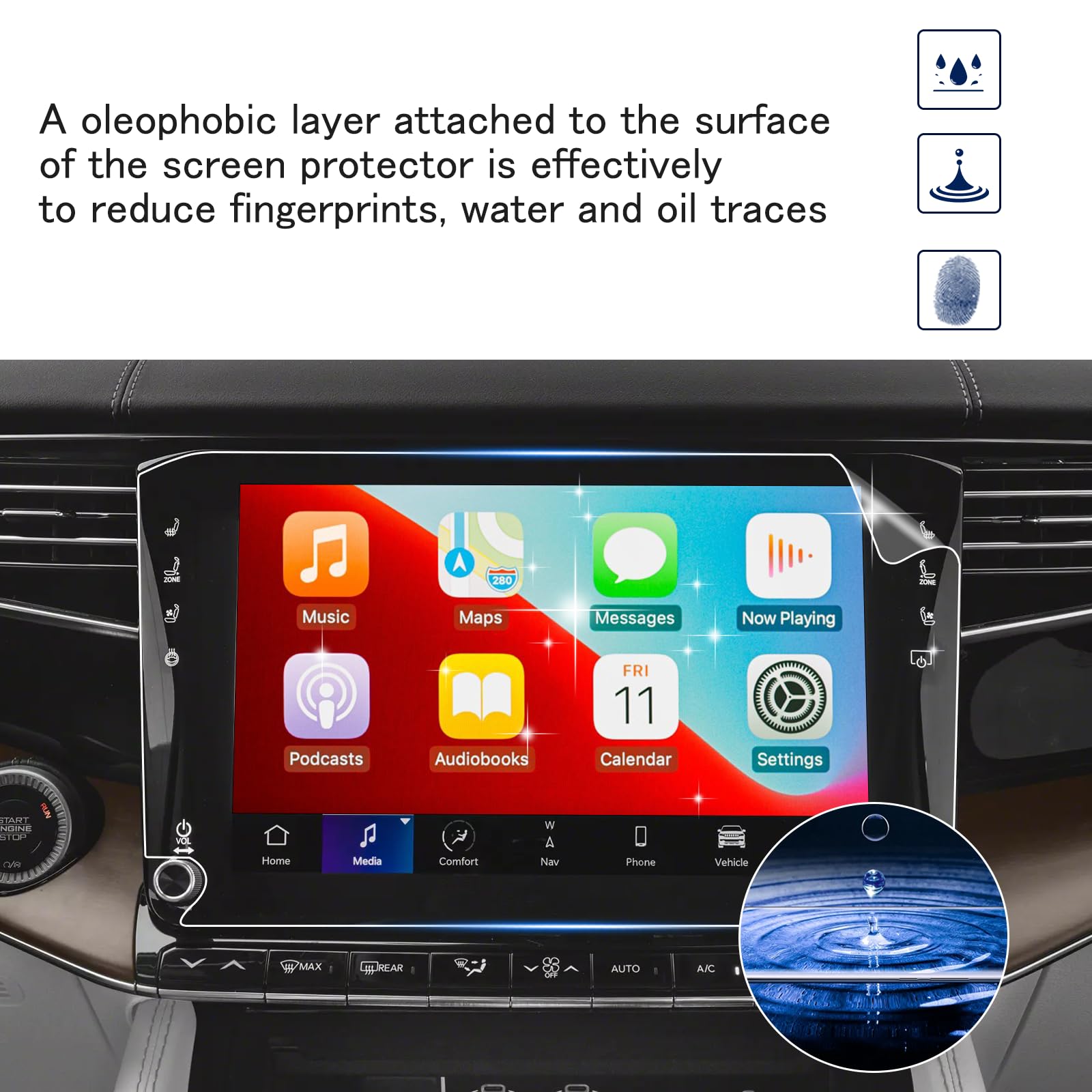 Shaohao For 2024 Jeep Grand Wagoneer Screen Protector 2022 2024 Grand Wagoneer (Base, Series, Obsidian) 12 Inch Touch Screen Pro
