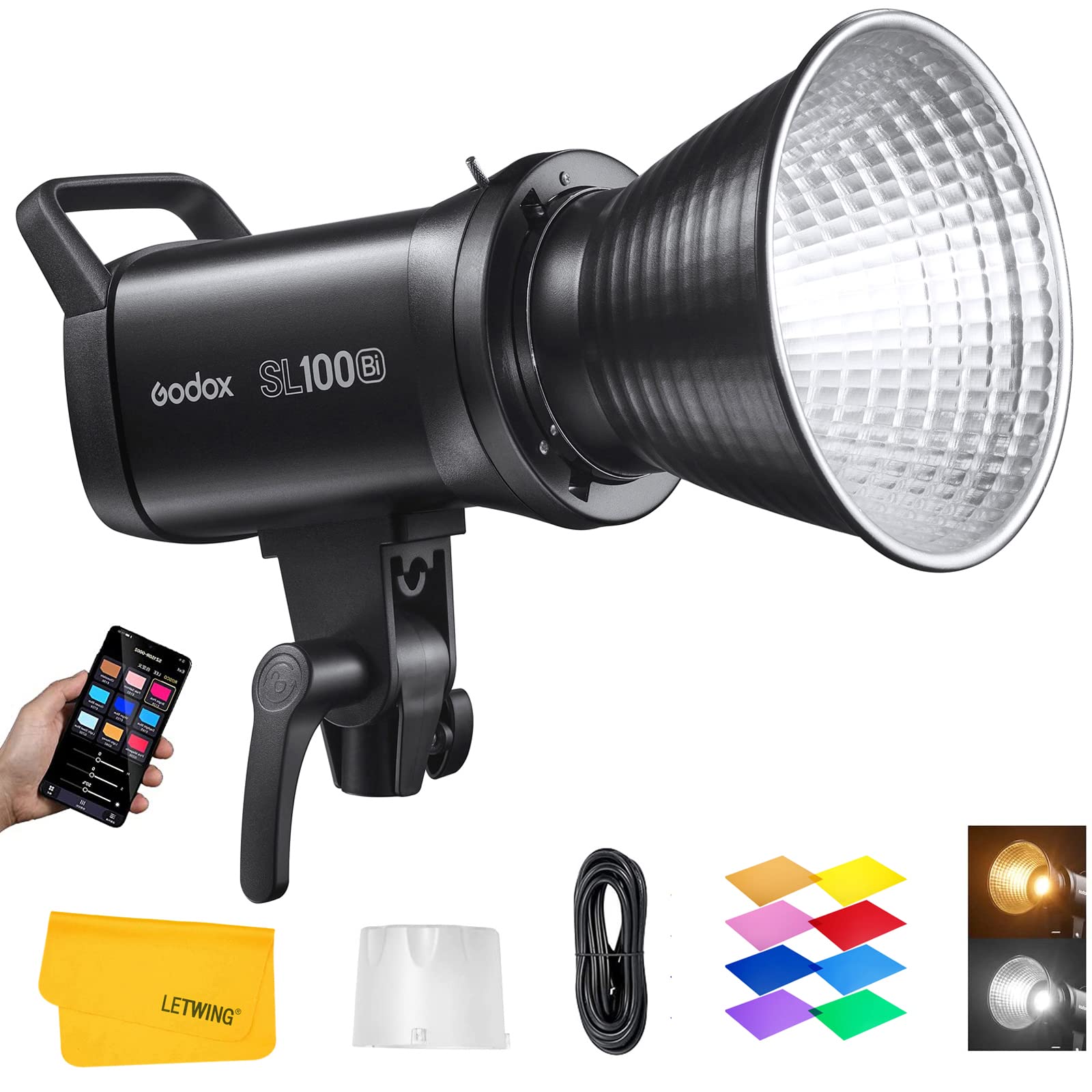 Godox Sl100Bi Bi Color Led Video Light,With Rc A6 Remote Control, 2800 6500K Tlci 97+ Cri 96+,11 Lighting Effect, App Bluetooth