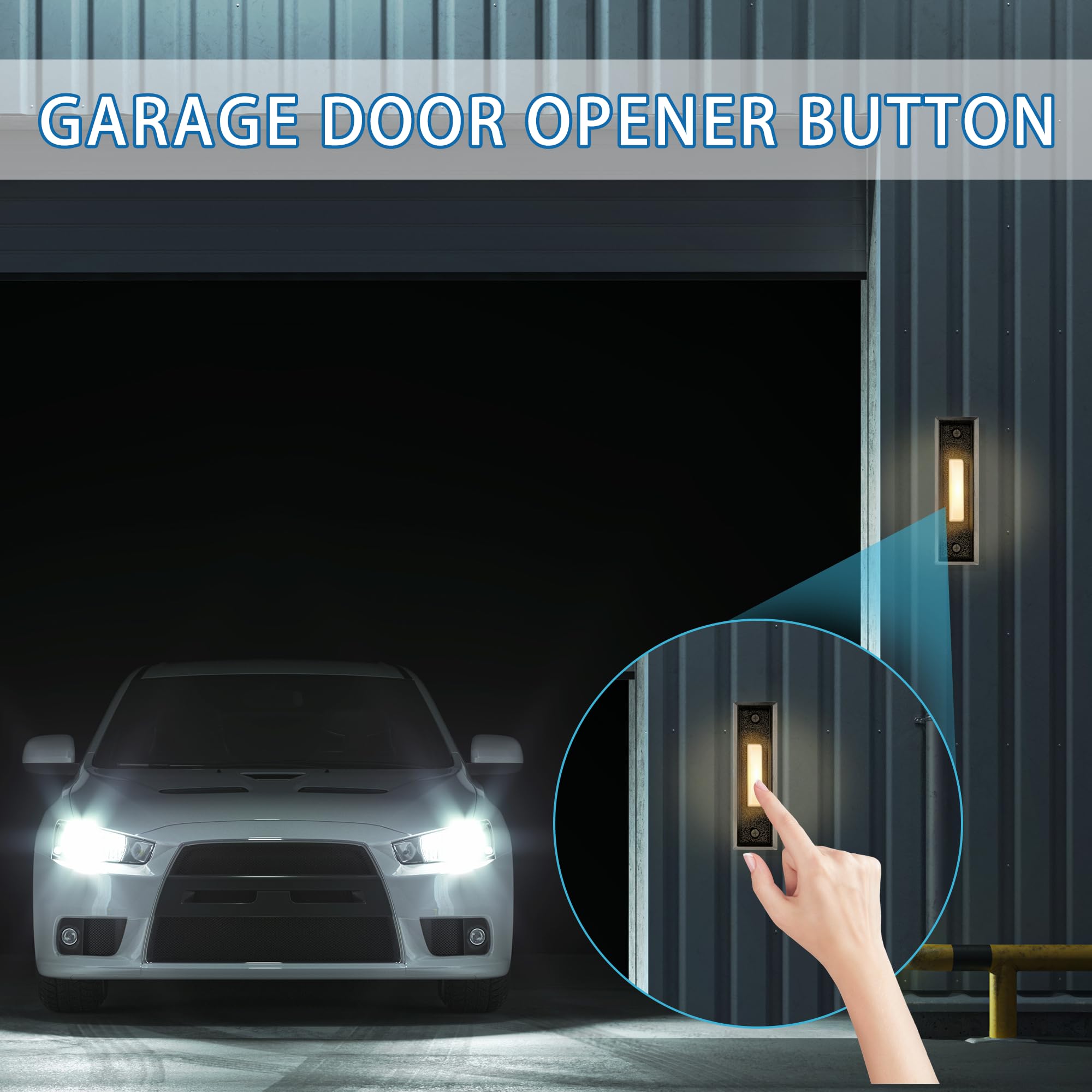 2 Pcs Lighted Doorbell Button, Led Wall Mounted Door Bell Button Wired, Suitable For Home Door/Garage Door Opener Button (Black,