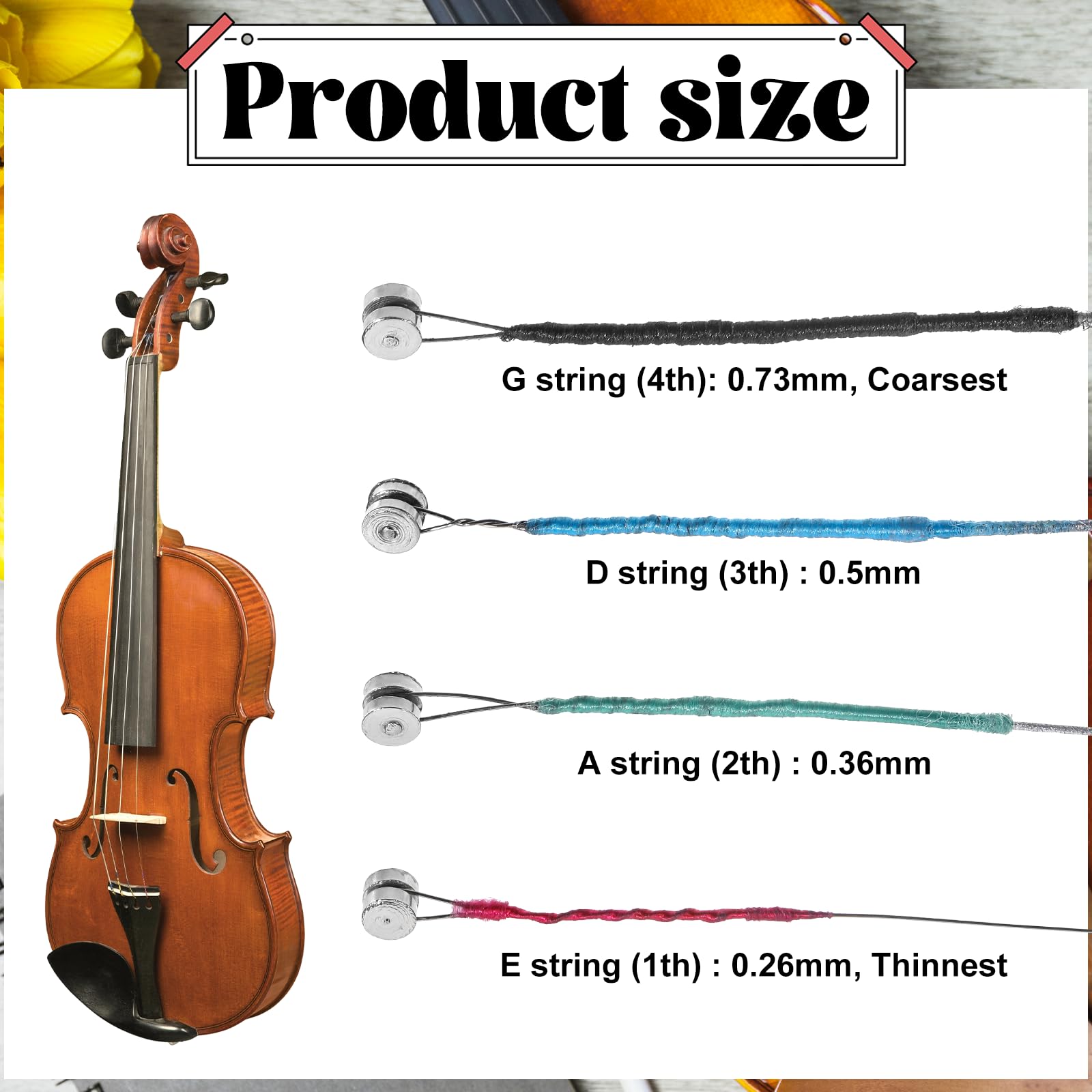 8 Pcs Violin Strings Full Set(G D A E), Universal Carbon Steel Copper Wound With Copper Plated Ball End For Instruments 4/4 3/4