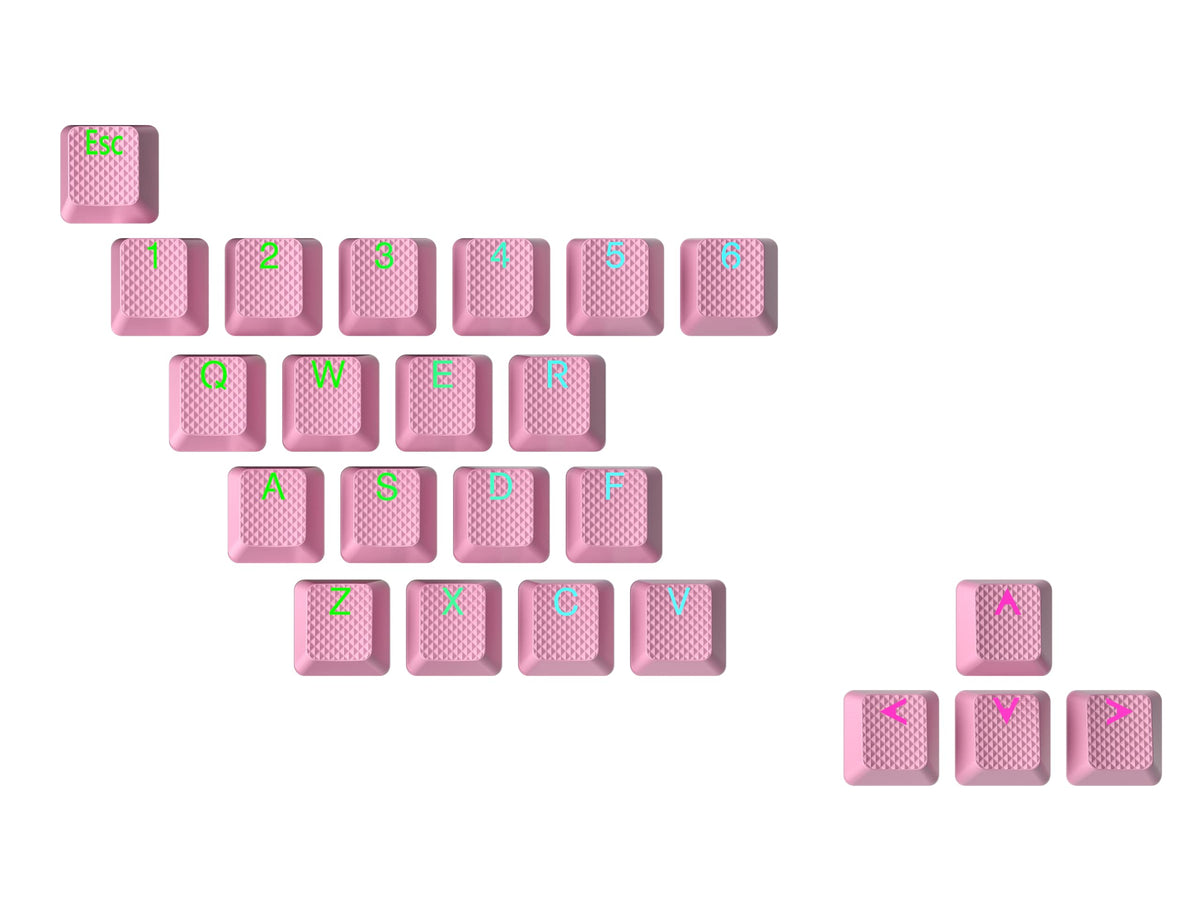 Geeky Rubberized Keycap Set | Double Shot Translucent | Abs + Tpr | Oem Profile For Mechanical Gaming Keyboard (Pink, 23 Keys)