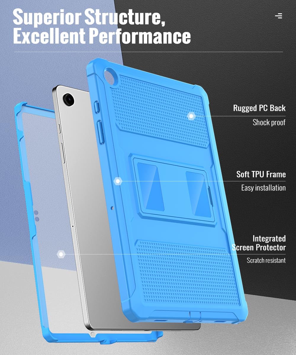 MoKo Case Fit Galaxy Tab A9 Plus 11 Inch 2023 (SM X210/X216/X218), Shockproof Full Body Rugged Stand Back Cover Built in Screen Protector Fit Galaxy Tab A9+ 11' 2023, Blue Wave