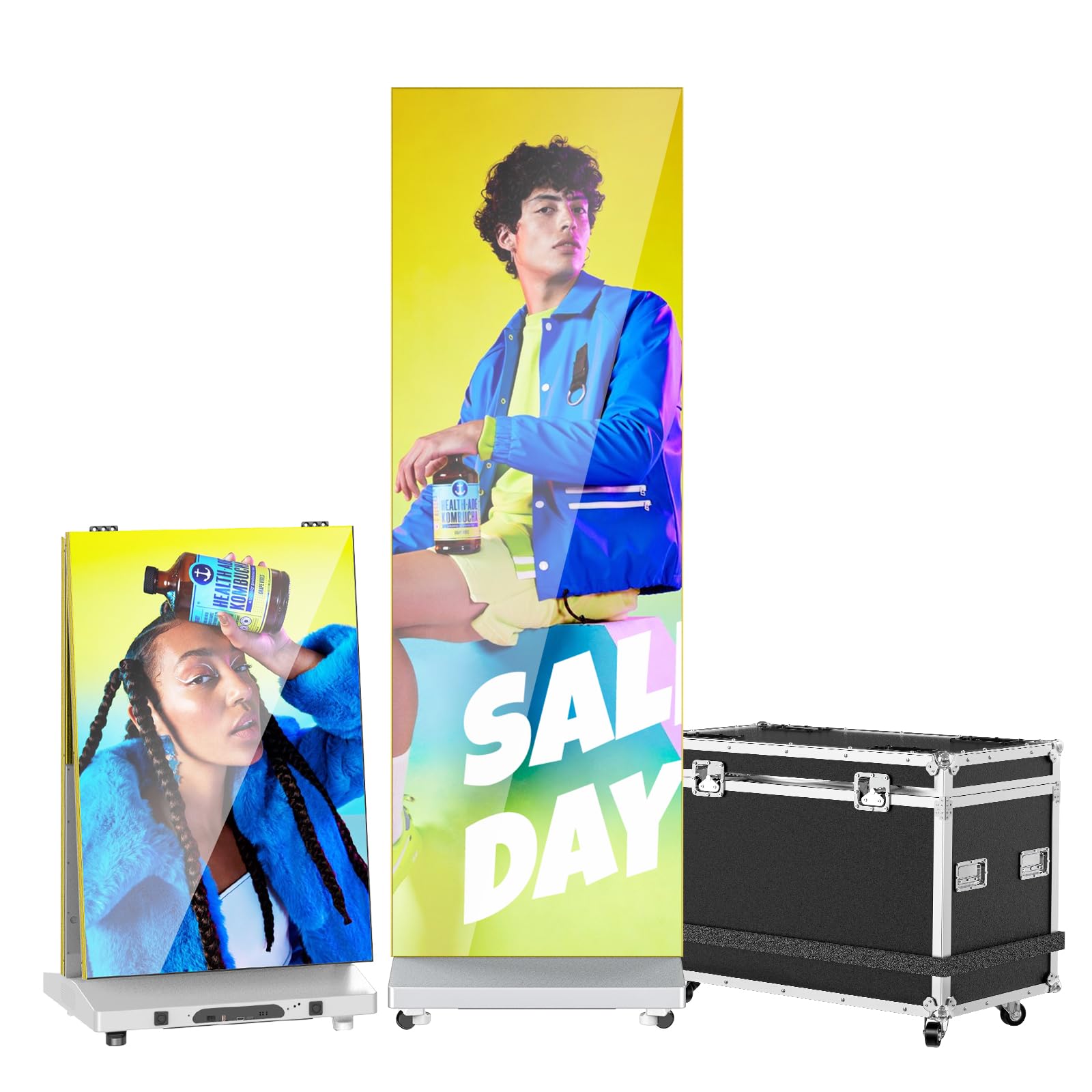 80'' P1.86 Spliceable Led Digital Signage Display With Flight Case, Foldable Led Poster Screen With Publishing System, Advertisi