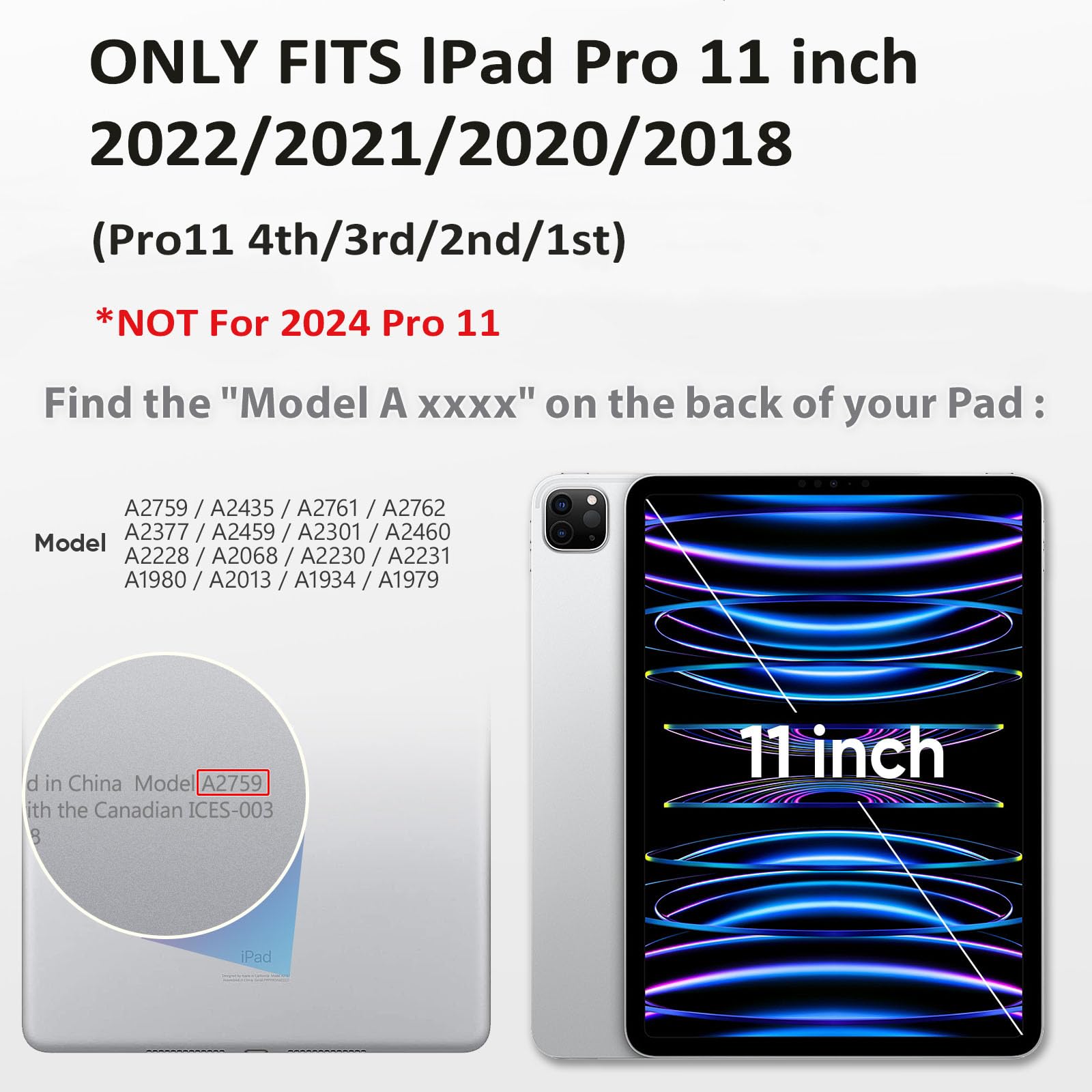 Hxcaseac Case For Ipad Pro 11 Inch Case (2022/2021/2020/2018) Shockproof Design With Pencil Holder/Screen Protector/Rotating Han