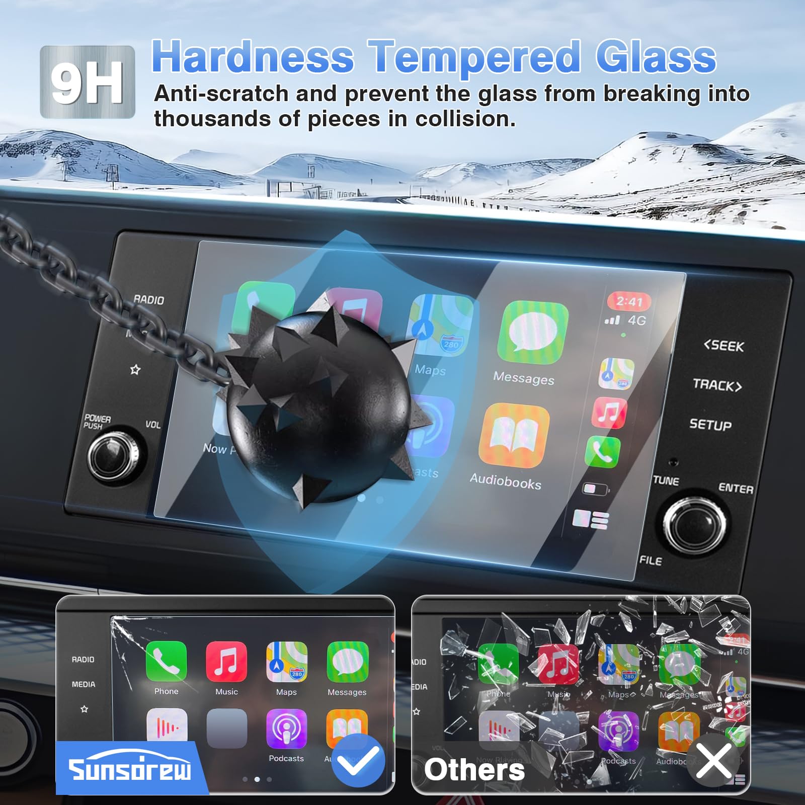 Sunsdrew 2Pcs Carnival Screen Protector For 2022 2023 2024 Kia Carnival Lx Accessories 8 Inch Touch Screen Radio Display Protector 9H Tempered Glass Protective Film Anti Glare