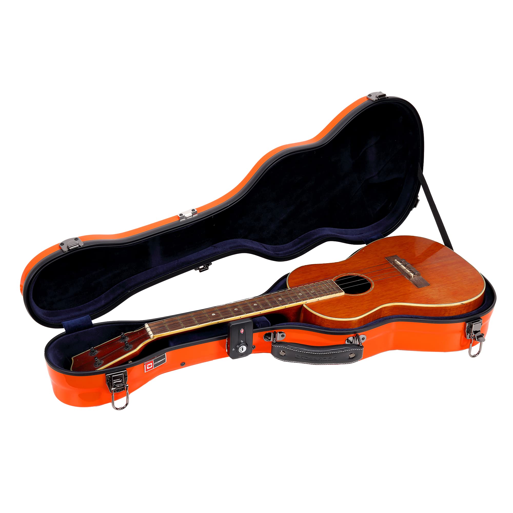 Crossrock Deluxe Fiberglass Baritone Ukulele Case With Tsa Lock, Orange (Crf2020Buor)