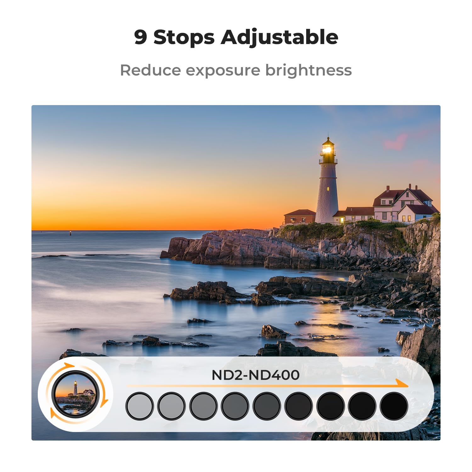 K&F Concept 67Mm Variable Nd Camera Lens Filter Nd2 Nd400 (1 9 Stops) + Filter Cap + Cleaning Cloth 18 Multi Layer Coatings Adju