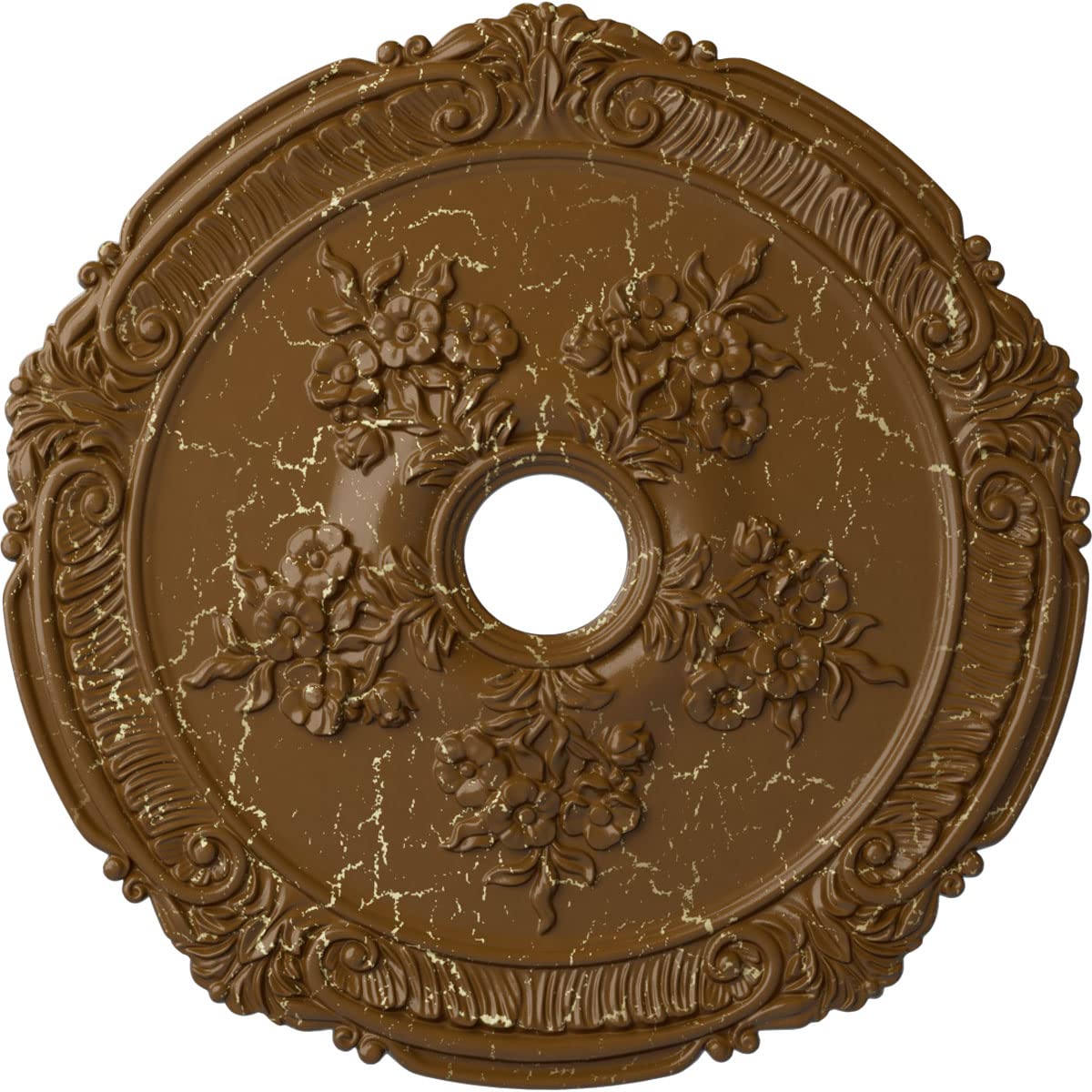 Ekena Millwork Cm26Atstc Attica With Rose Ceiling Medallion, 26''Od X 3 3/4''Id X 1 1/2''P, Hand Painted Smokey Topaz Crackle