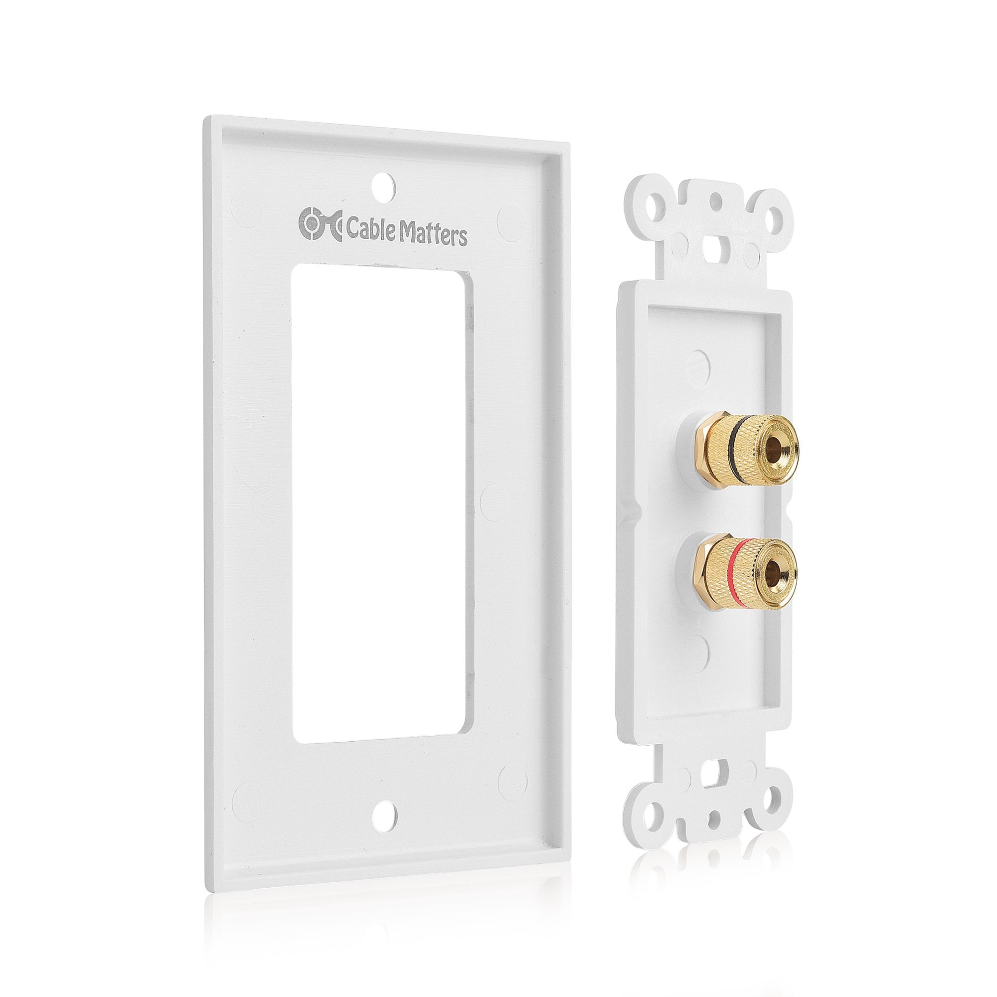 Cable Matters 2 Pack Speaker Wire Wall Plate (Speaker Wall Plate, Banana Plug Wall Plate) for 1 Speaker in White