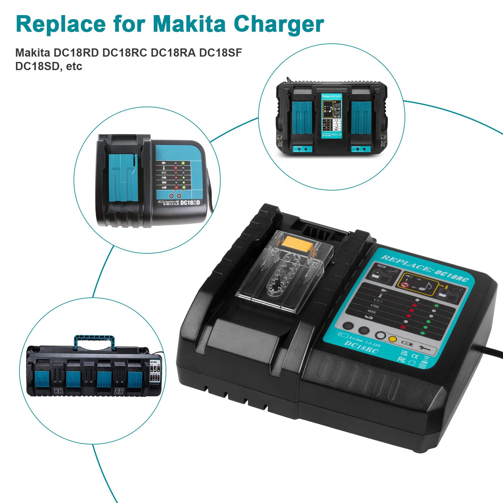 Rapid Battery Charger Dc18Rc Dc18Rd Dc18Ra For Makita Tools 14.4V 18V Lxt Li Ion Battery Bl1815 Bl1820 Bl1830 Bl1850 Bl1860 Bl18