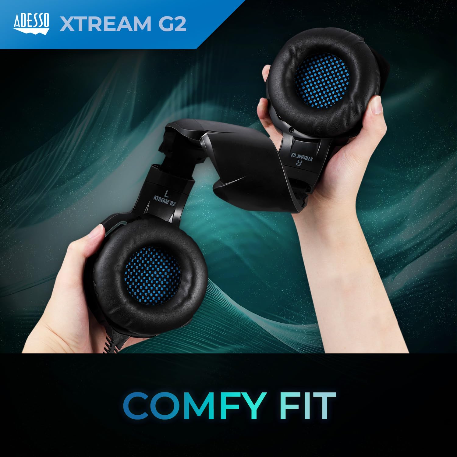 Adesso Xtream G2   Gaming Headphones With Noise Cancelling Microphone And Led Lighting For Pc, Ps4, Xbox, Nintendo Switch, And L