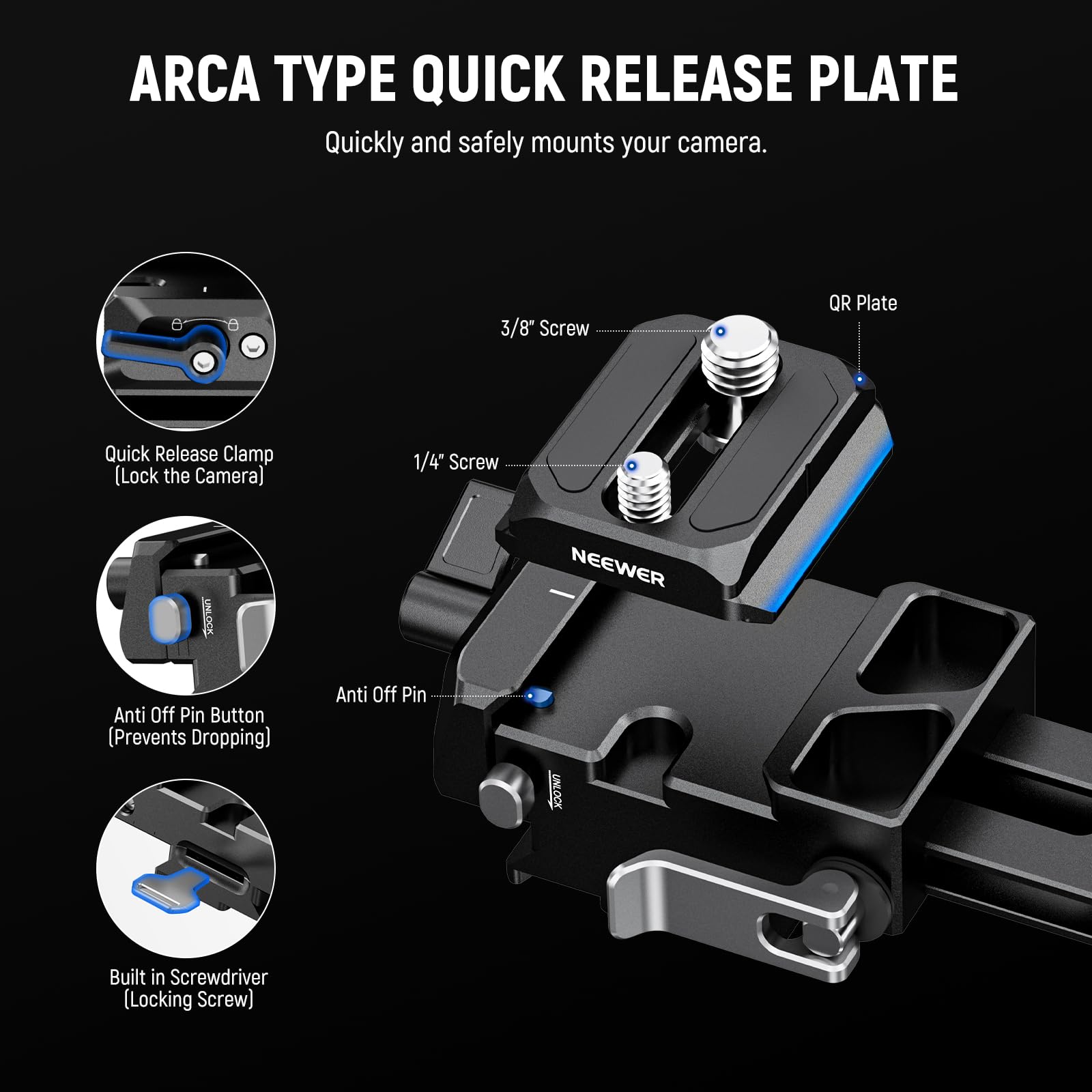 Neewer Foldable V Mount Battery Plate With Arca Type Baseplate For Pd Quick Release Plate Dji Rs3 Pro Gimbal & Tripod, Easy Dslr