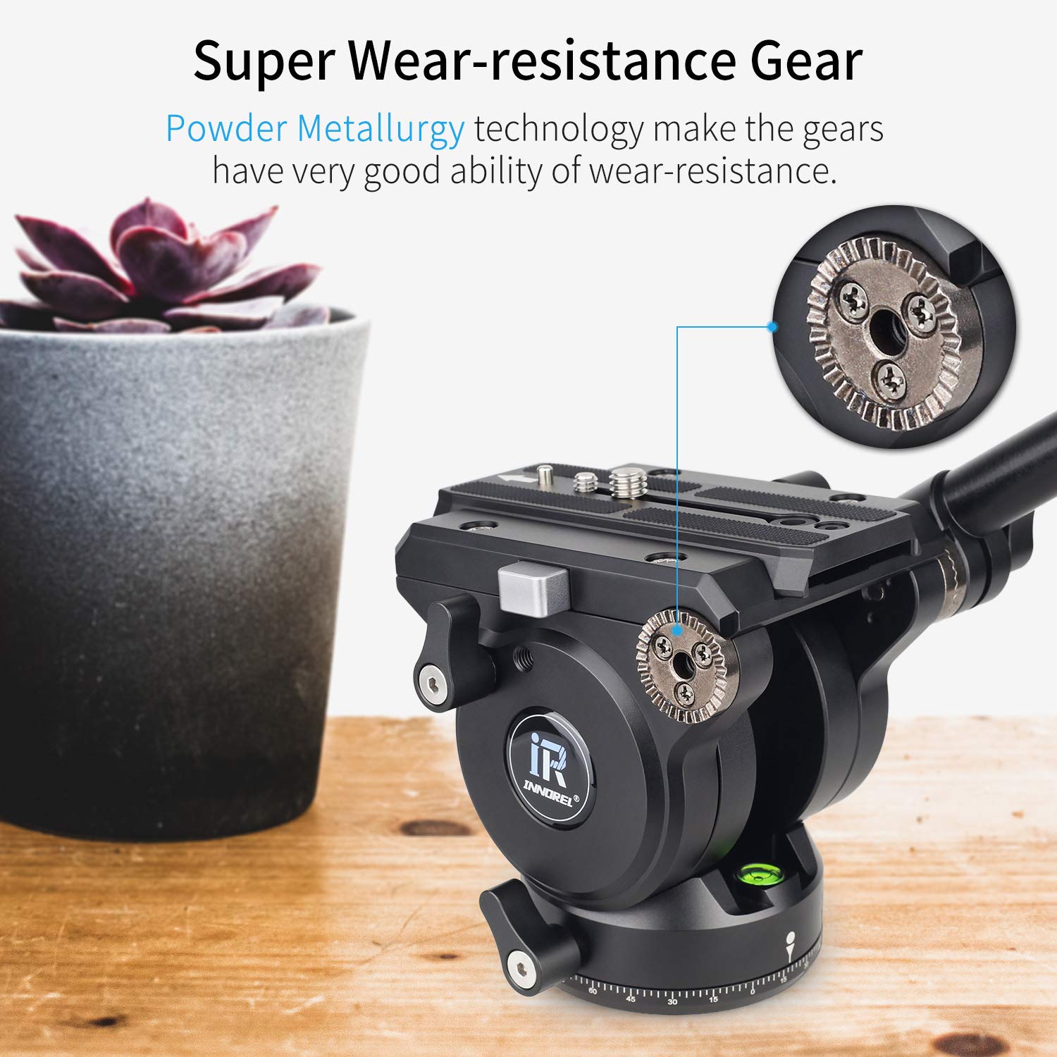 Video Fluid Head Tripod Drag Pan Head Innorel H90 Cnc All Metal Panoramic Tripod Head For Dslr Cameras Camcorders Tripod Monopod With 3/8' 1/4' Mounting Screw Sliding Plate, Max Load 33Lbs/15Kg