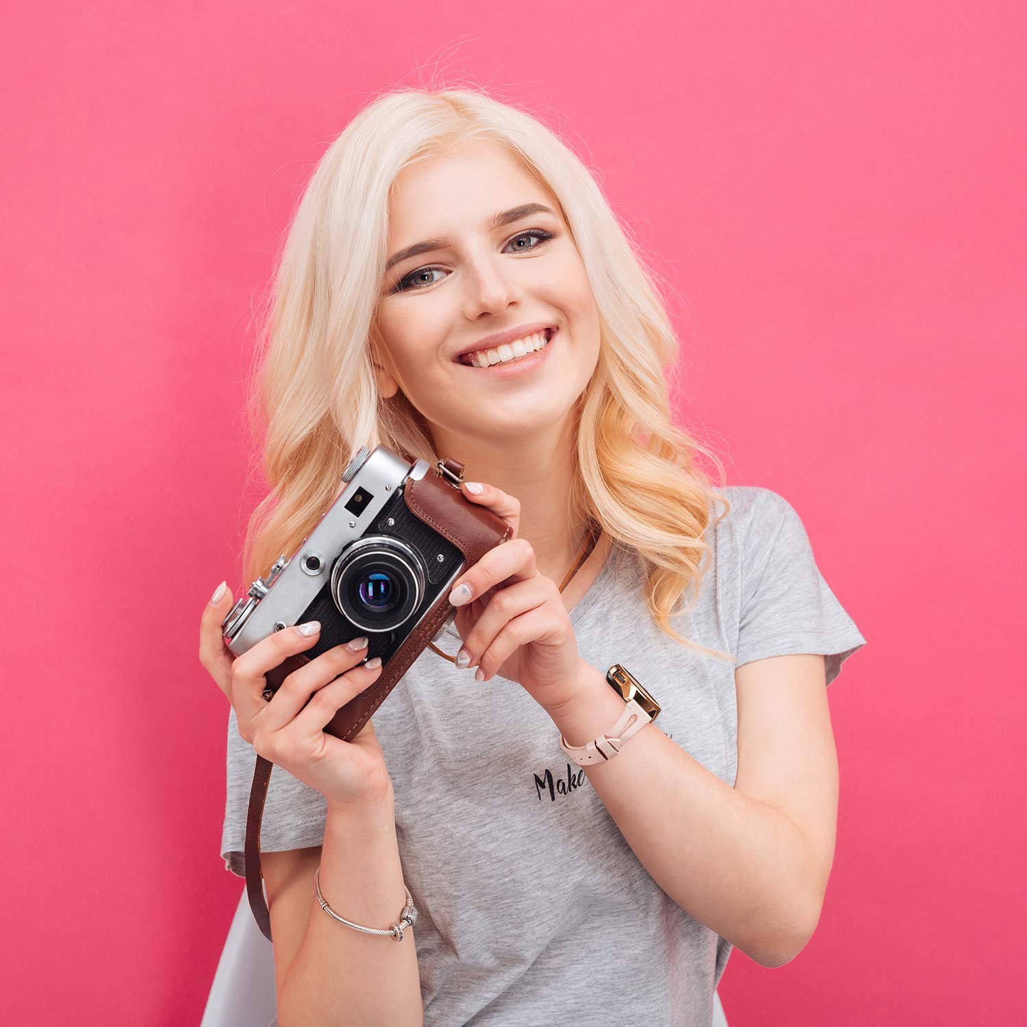 Toyouths Leather Strap Compatible With Samsung Galaxy Watch 4 Bands/Galaxy Watch 5 Band/Active 2 Watch Band Women Men, 20Mm Wris